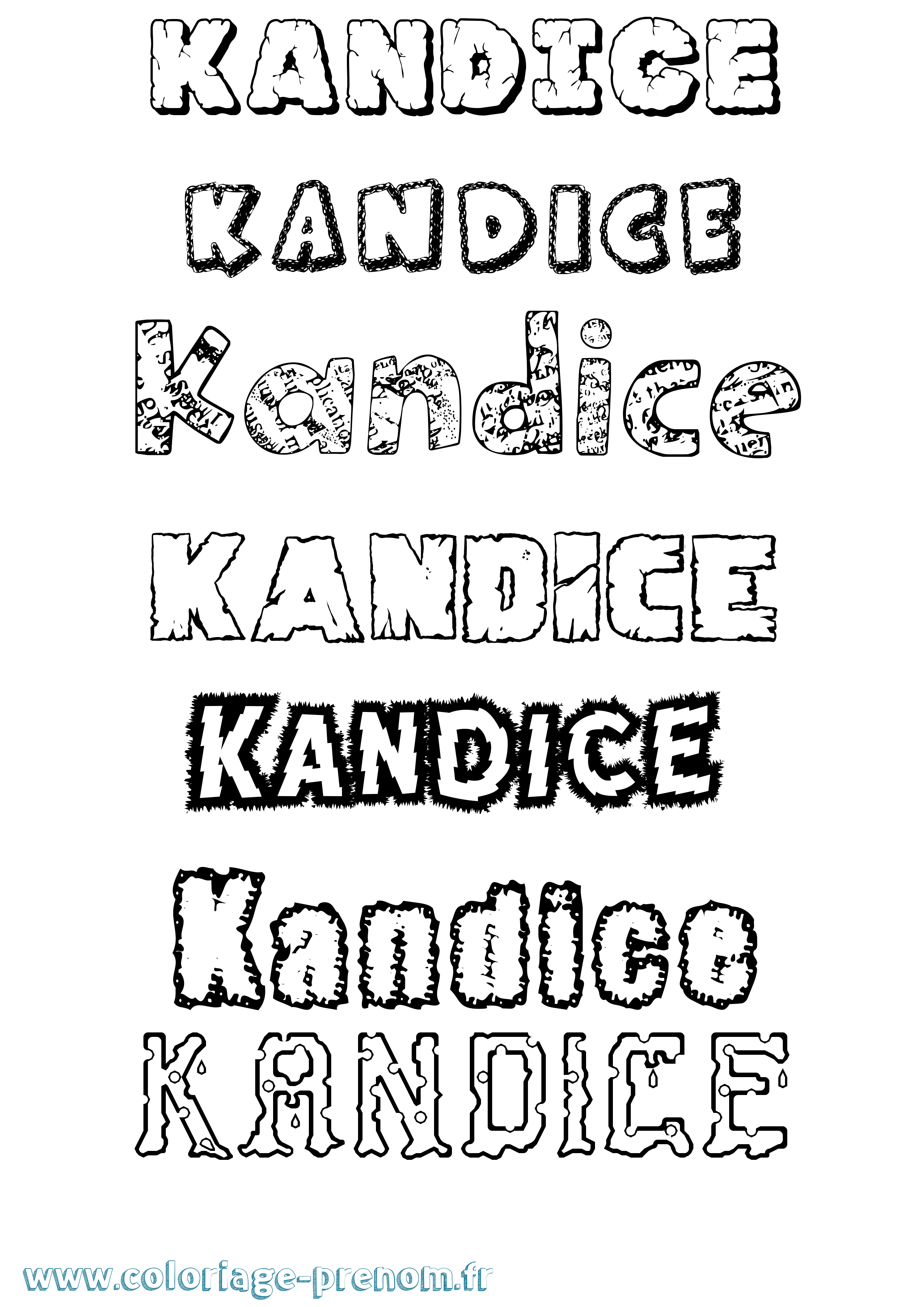 Coloriage Kandice Destructuré Coloriage prénom Kandice Destructuré