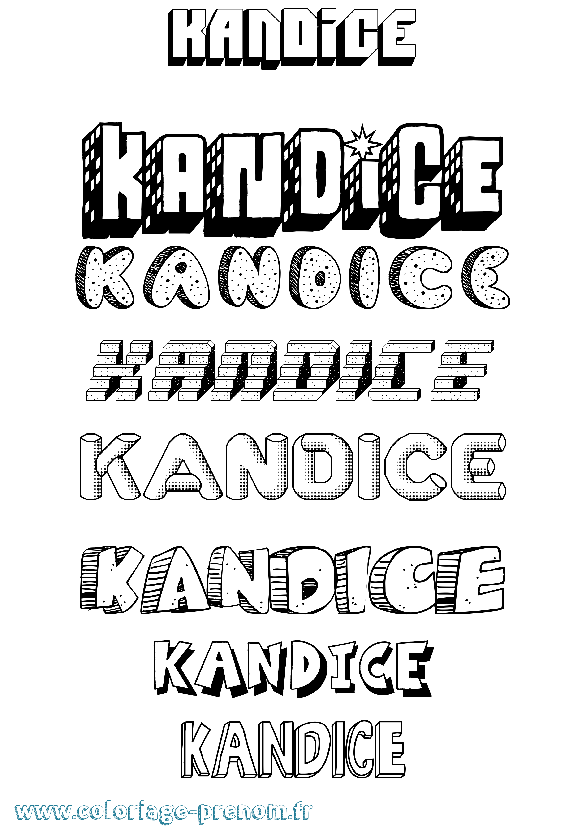 Coloriage Kandice Effet 3D Coloriage prénom Kandice Effet 3D
