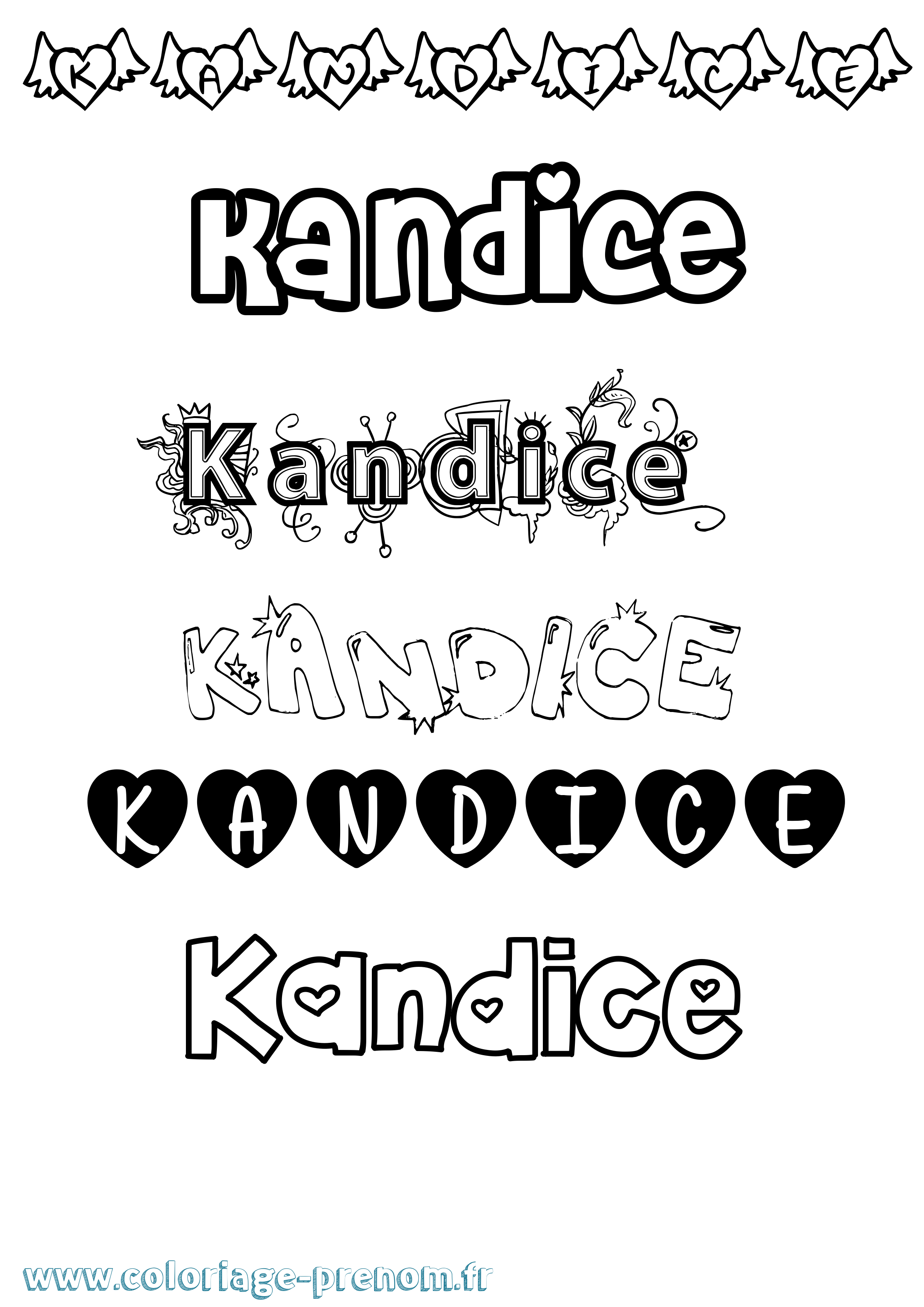 Coloriage Kandice Girly Coloriage prénom Kandice Girly