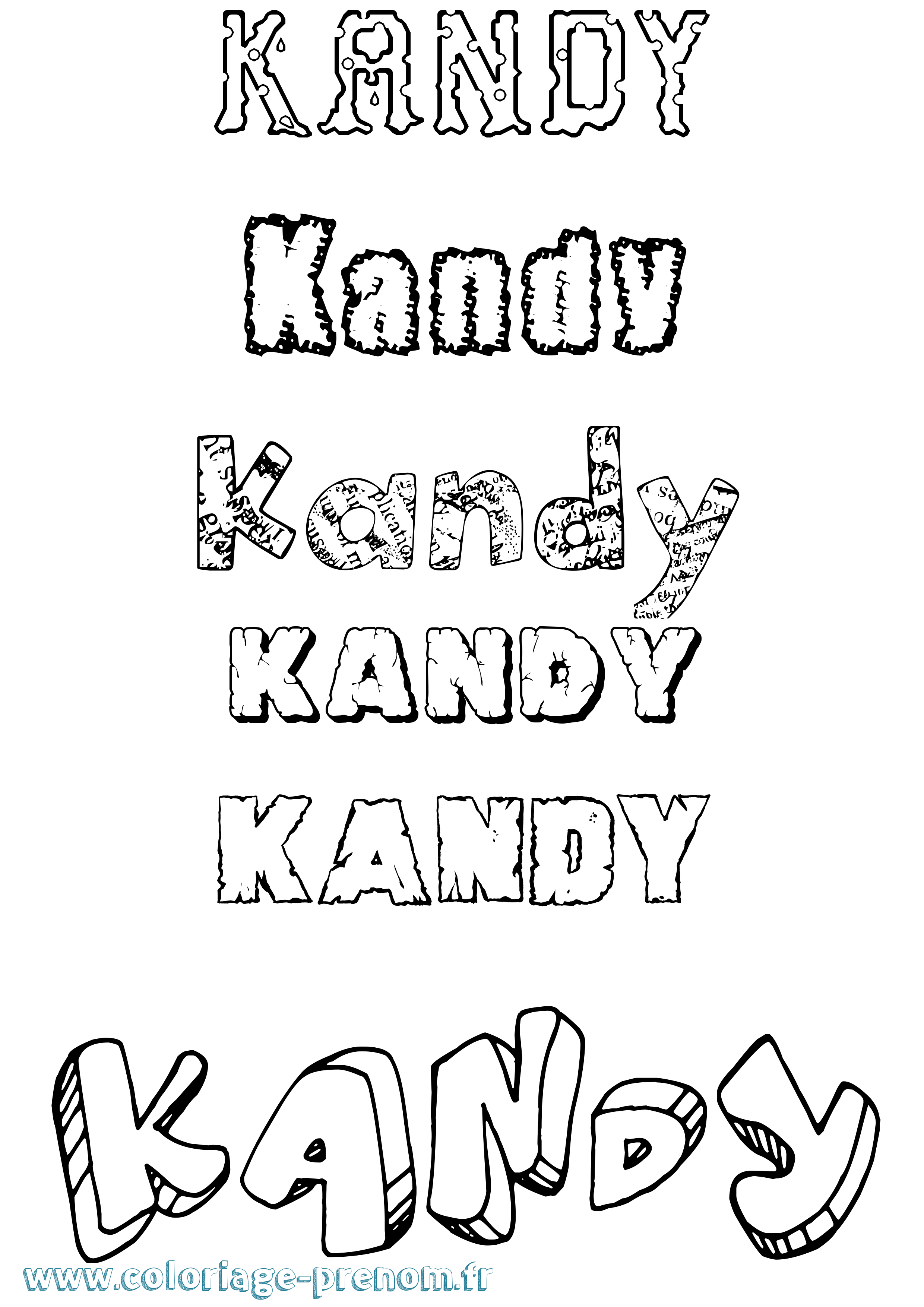 Coloriage Kandy Destructuré Coloriage prénom Kandy Destructuré
