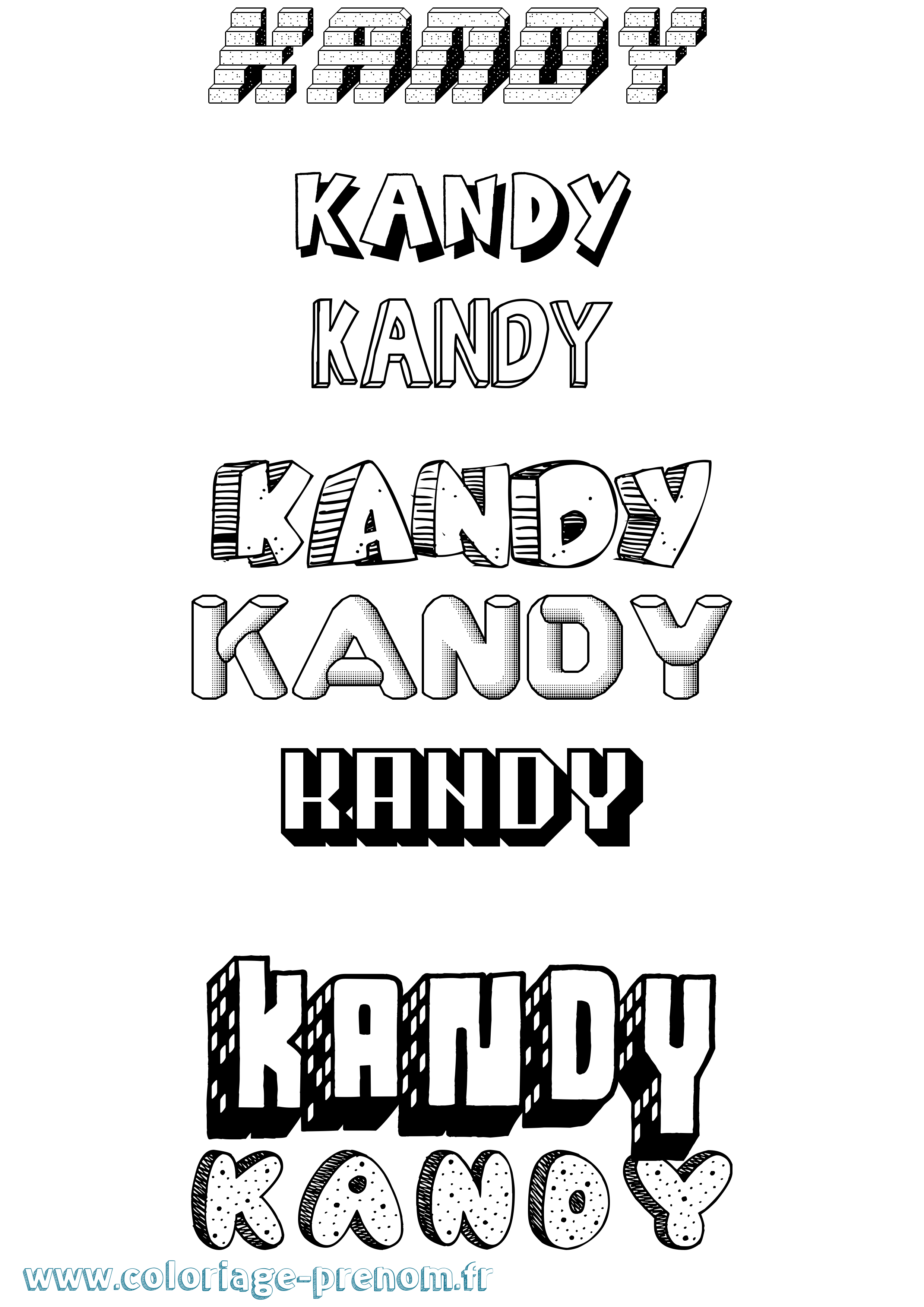 Coloriage Kandy Effet 3D Coloriage prénom Kandy Effet 3D