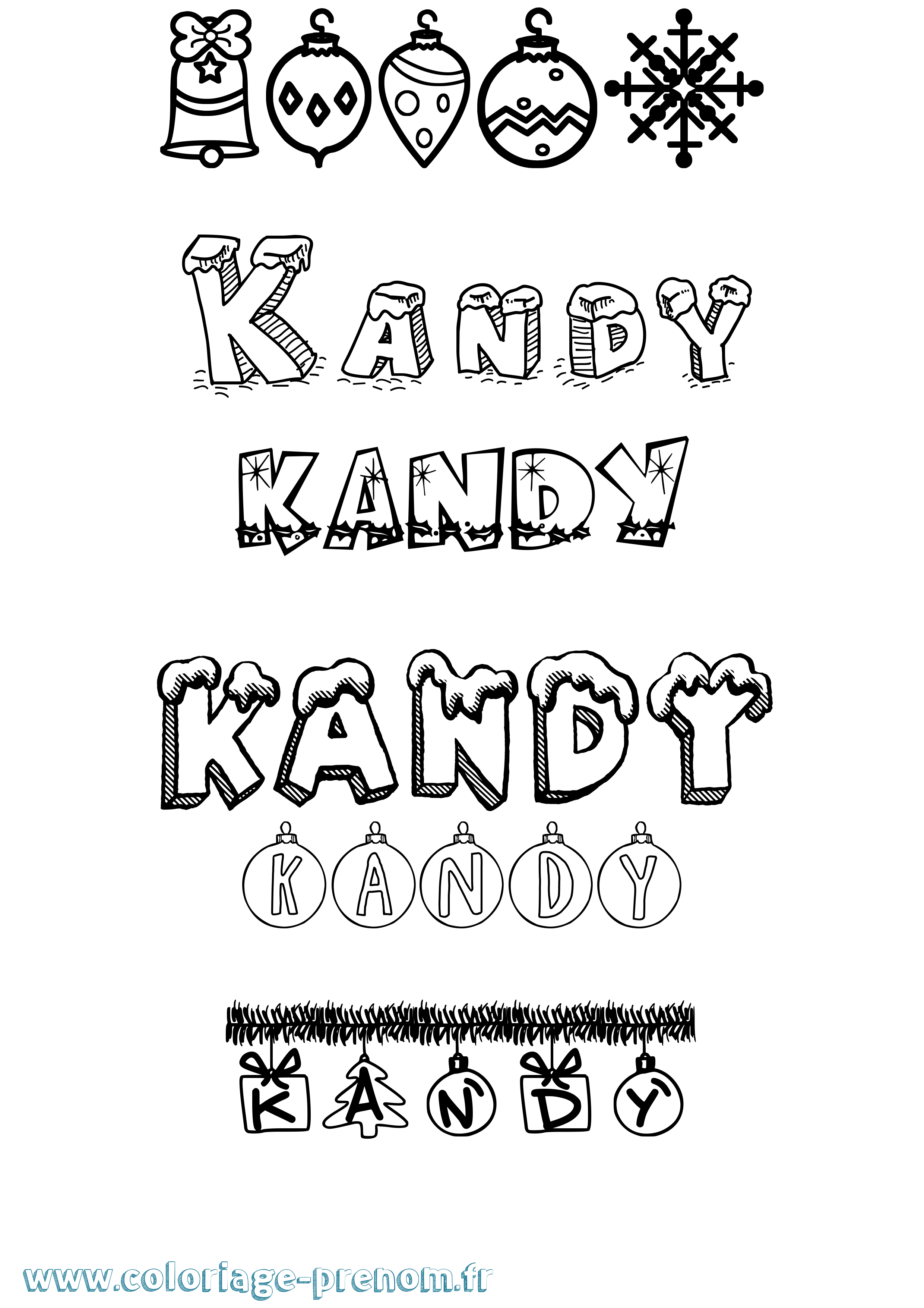 Coloriage Kandy Noël Coloriage prénom Kandy Noël