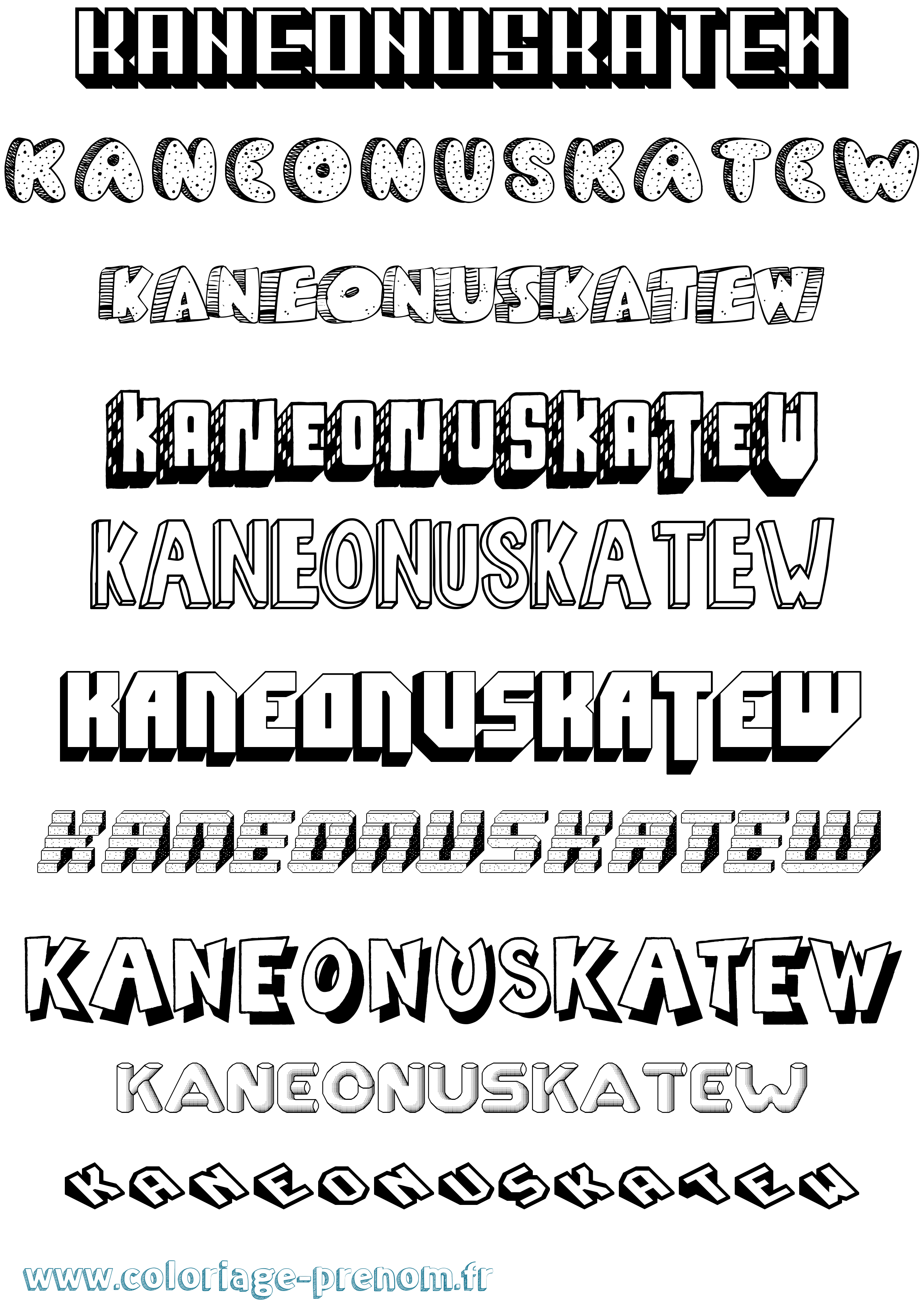 Coloriage Kaneonuskatew Effet 3D Coloriage prénom Kaneonuskatew Effet 3D