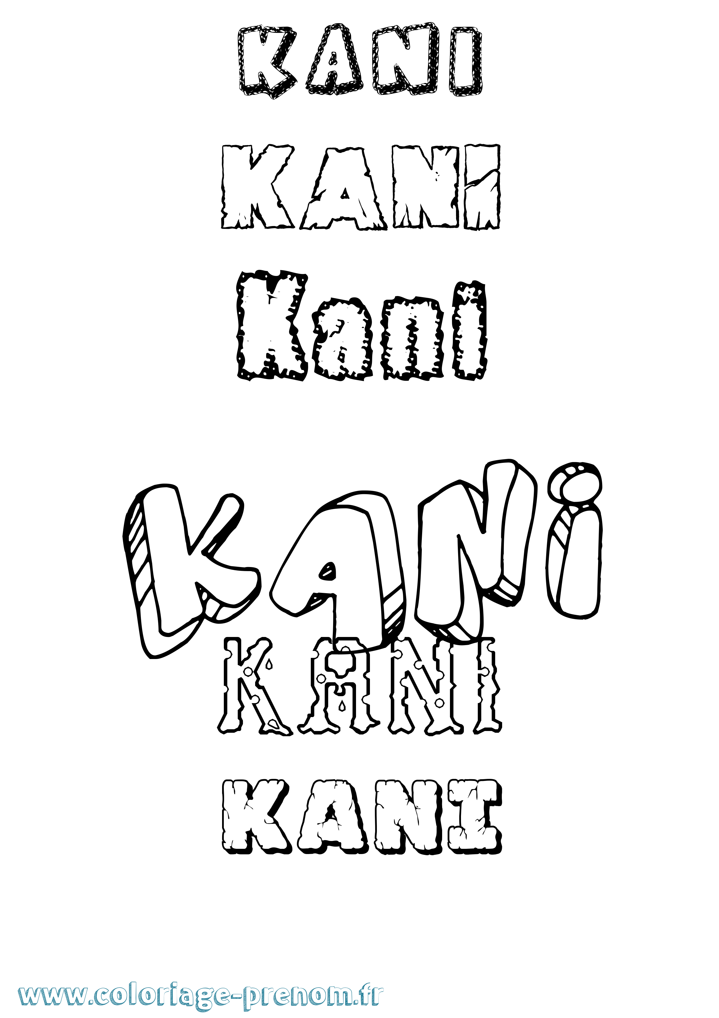 Coloriage Kani Destructuré Coloriage prénom Kani Destructuré
