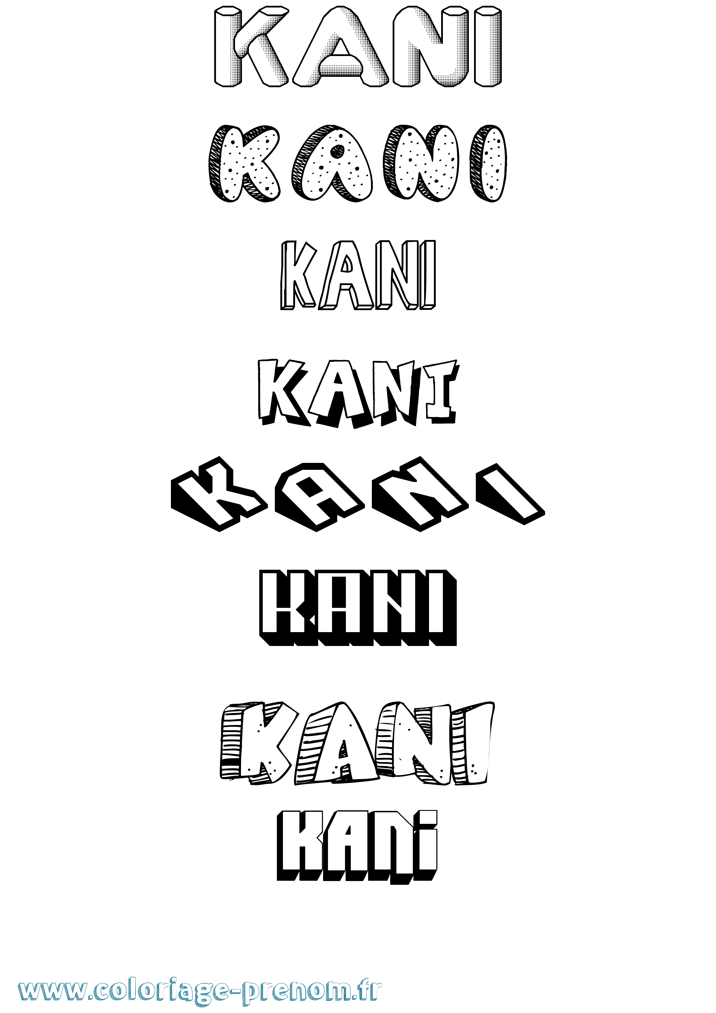 Coloriage Kani Effet 3D Coloriage prénom Kani Effet 3D