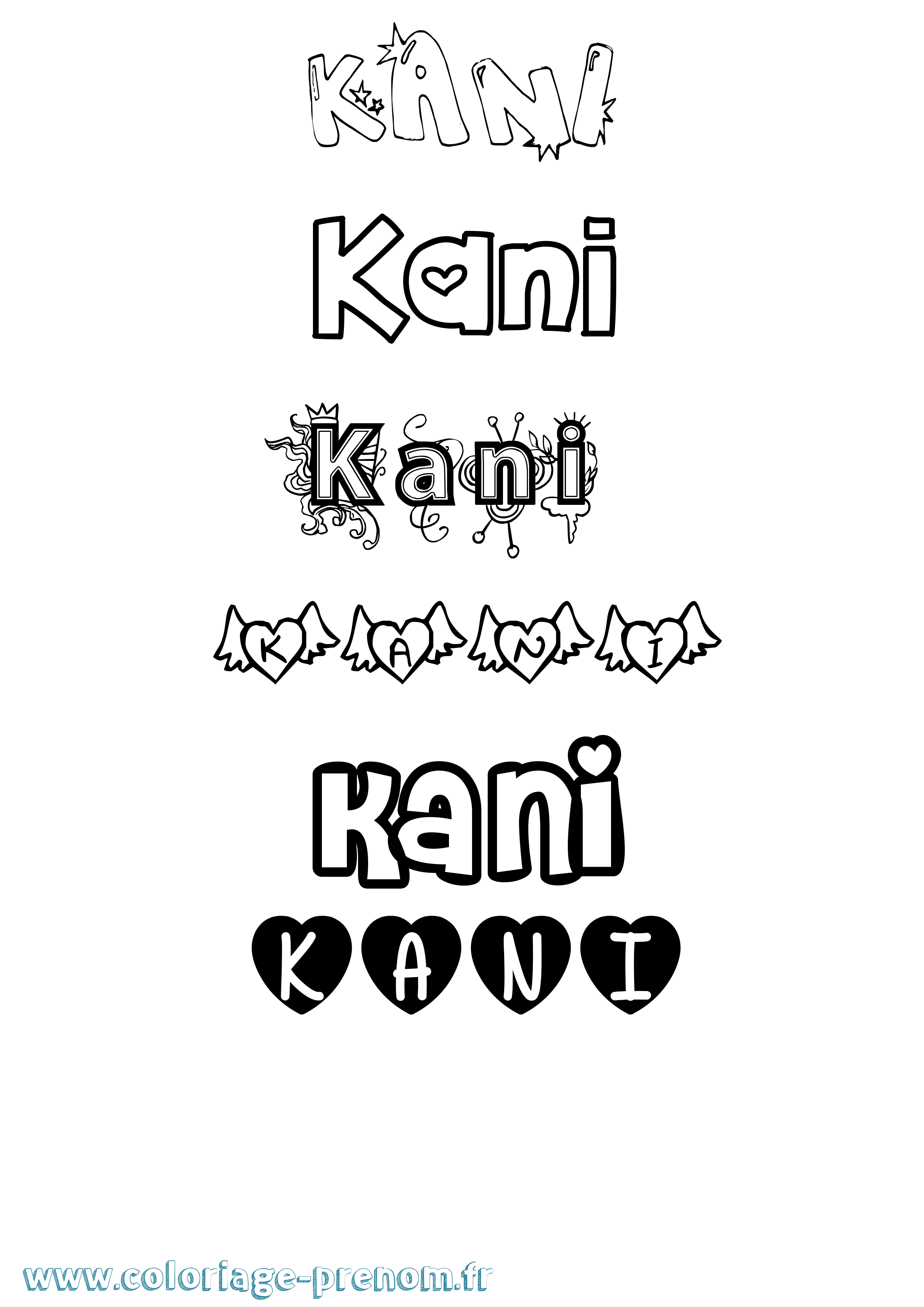 Coloriage Kani Girly Coloriage prénom Kani Girly