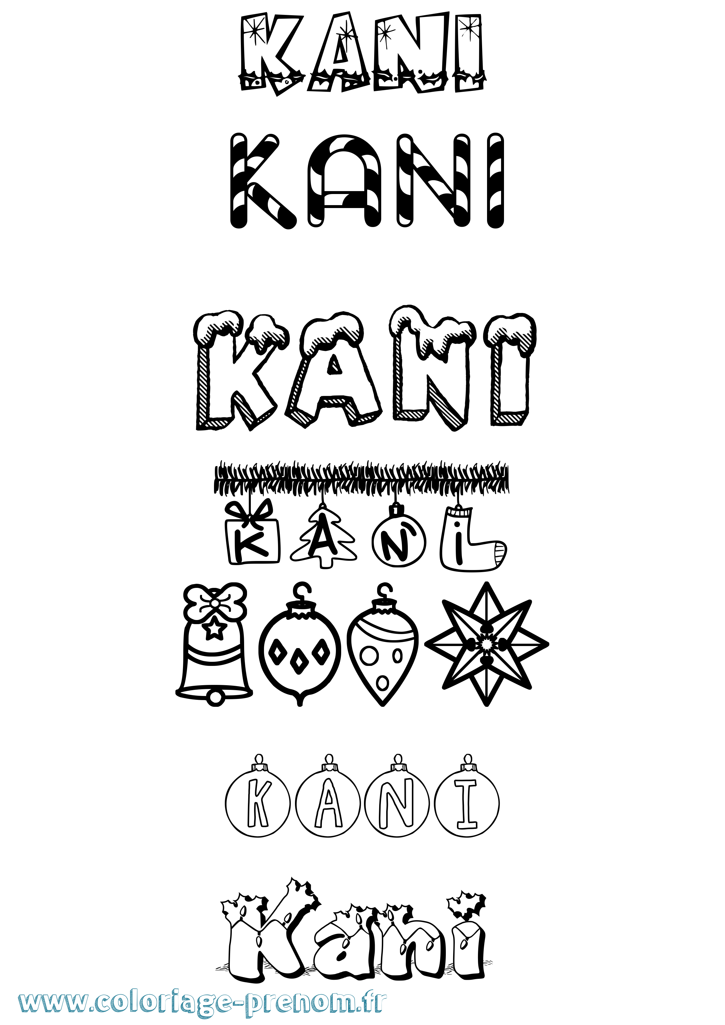 Coloriage Kani Noël Coloriage prénom Kani Noël