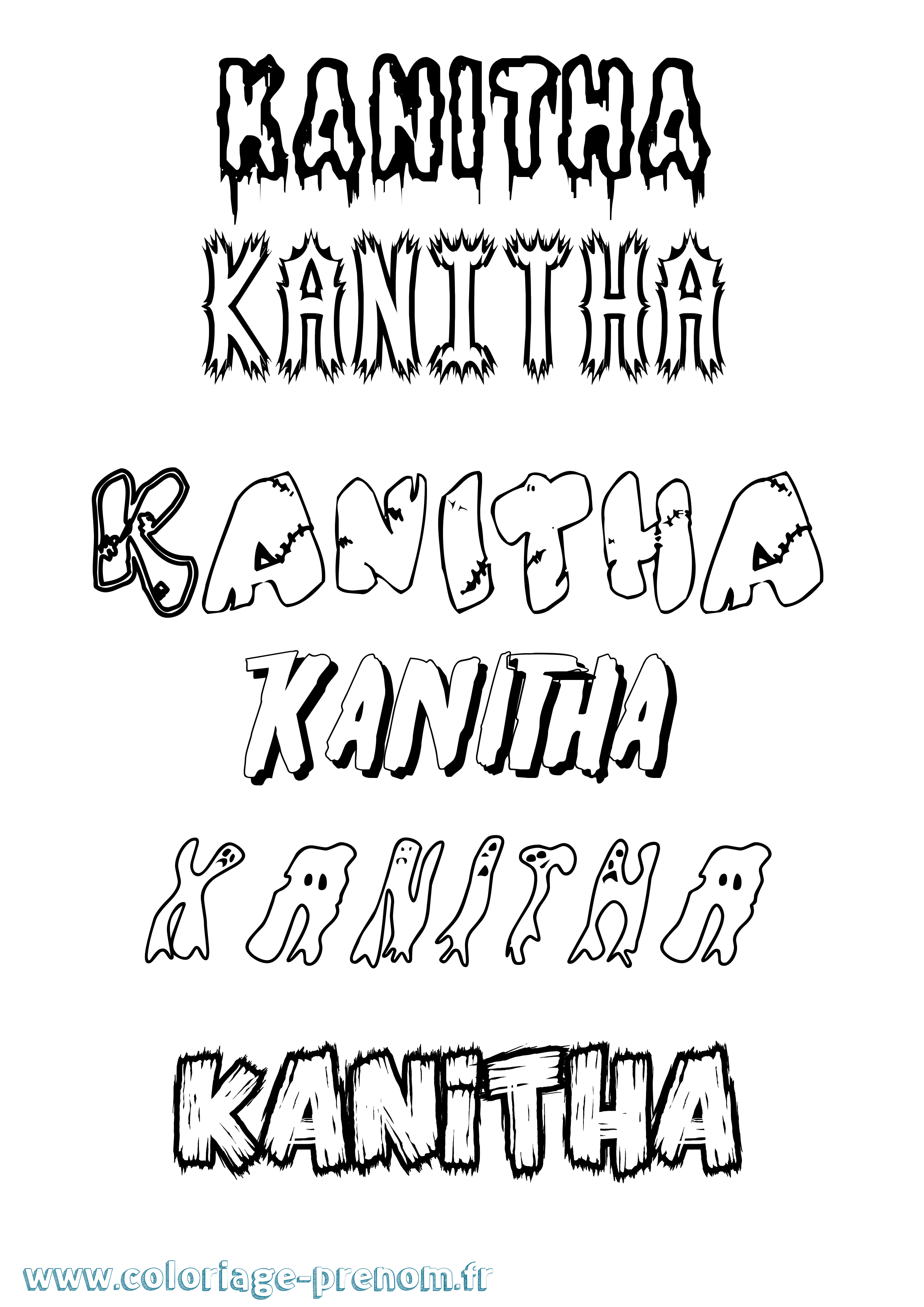 Coloriage Kanitha Frisson Coloriage prénom Kanitha Frisson