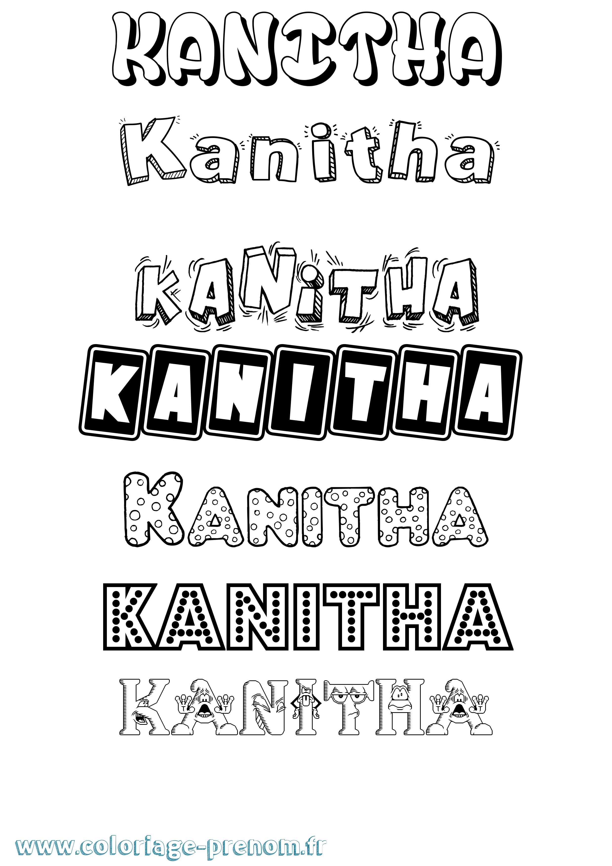 Coloriage Kanitha Fun Coloriage prénom Kanitha Fun