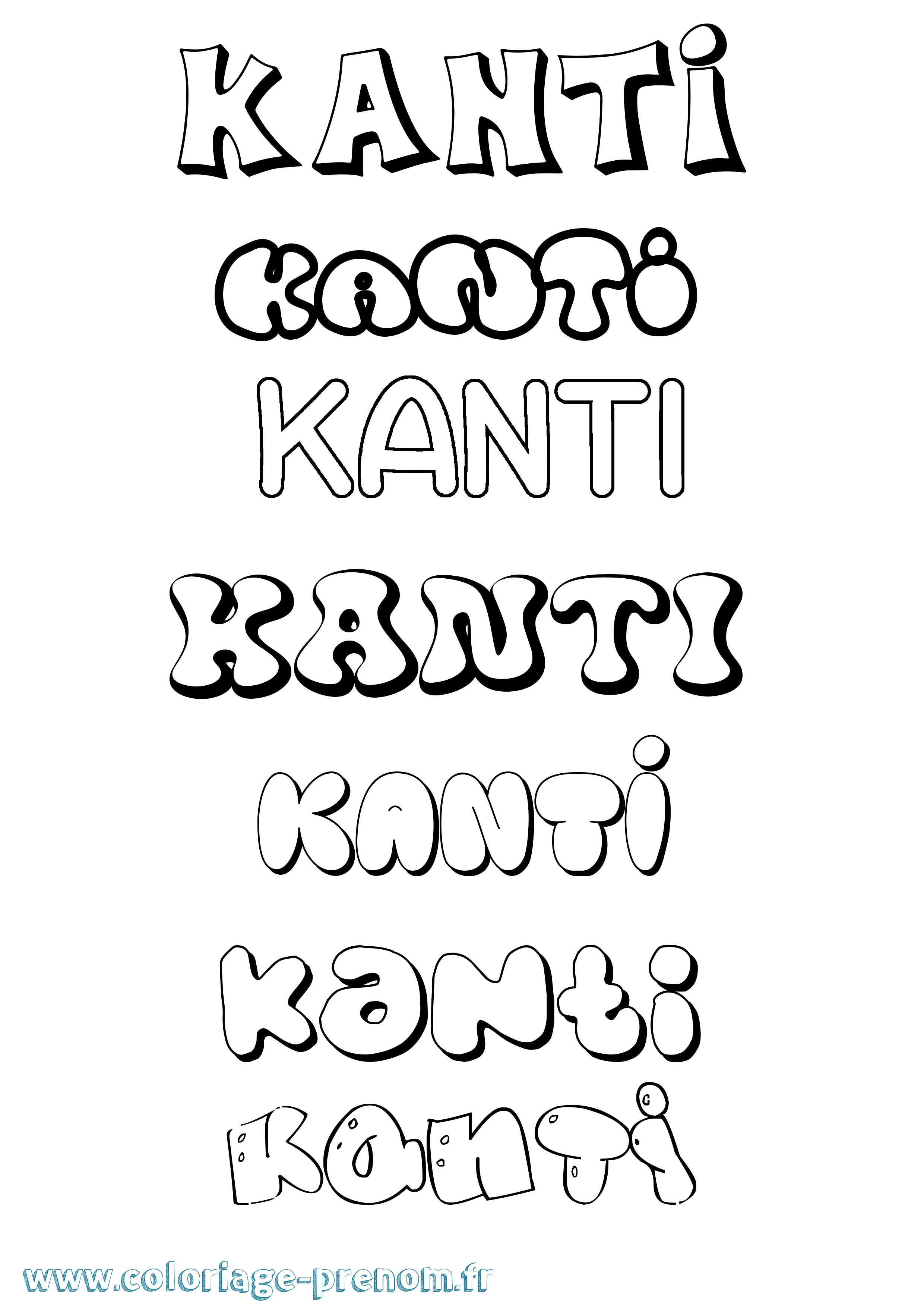 Coloriage Kanti Bubble Coloriage prénom Kanti Bubble