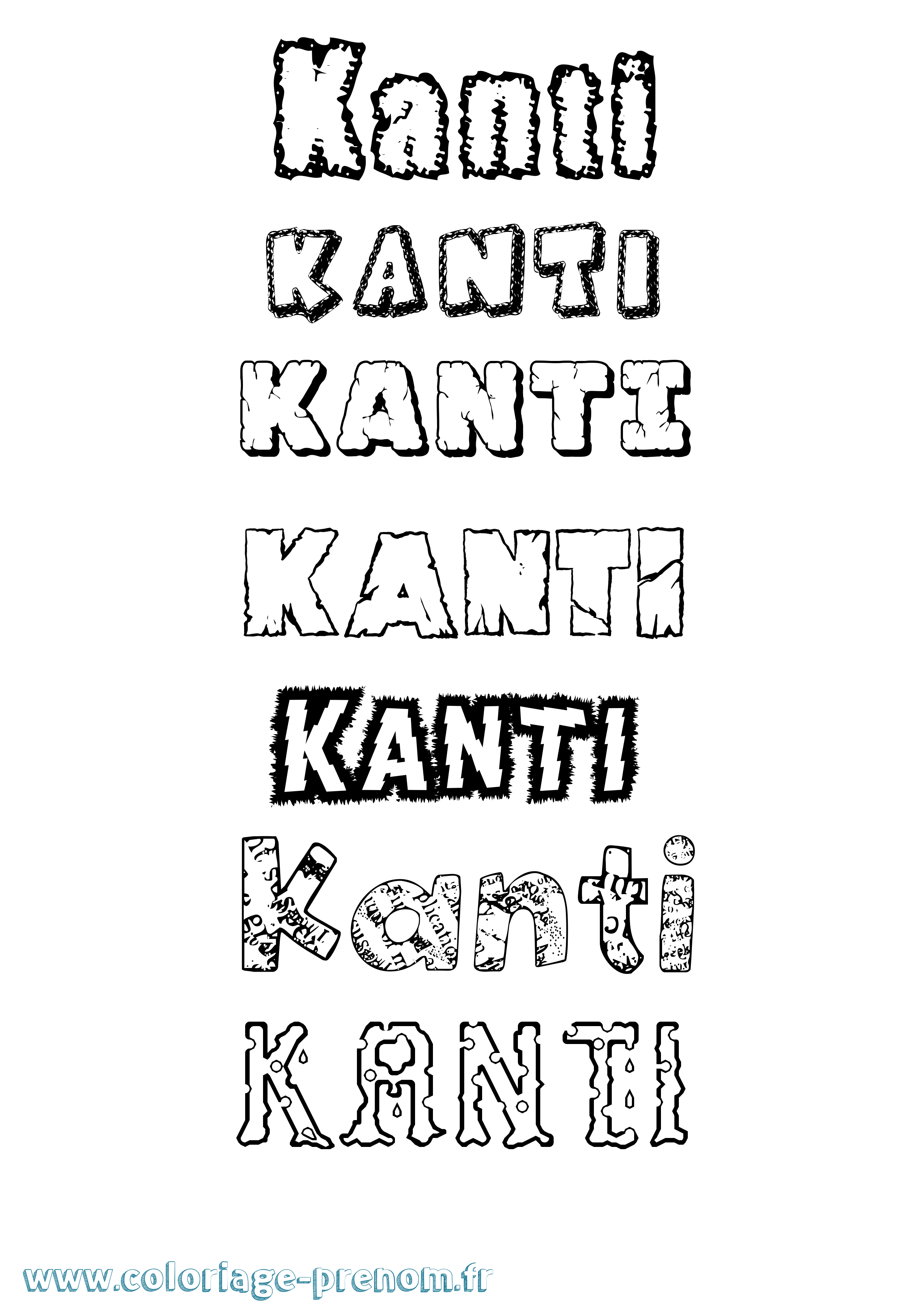 Coloriage Kanti Destructuré Coloriage prénom Kanti Destructuré