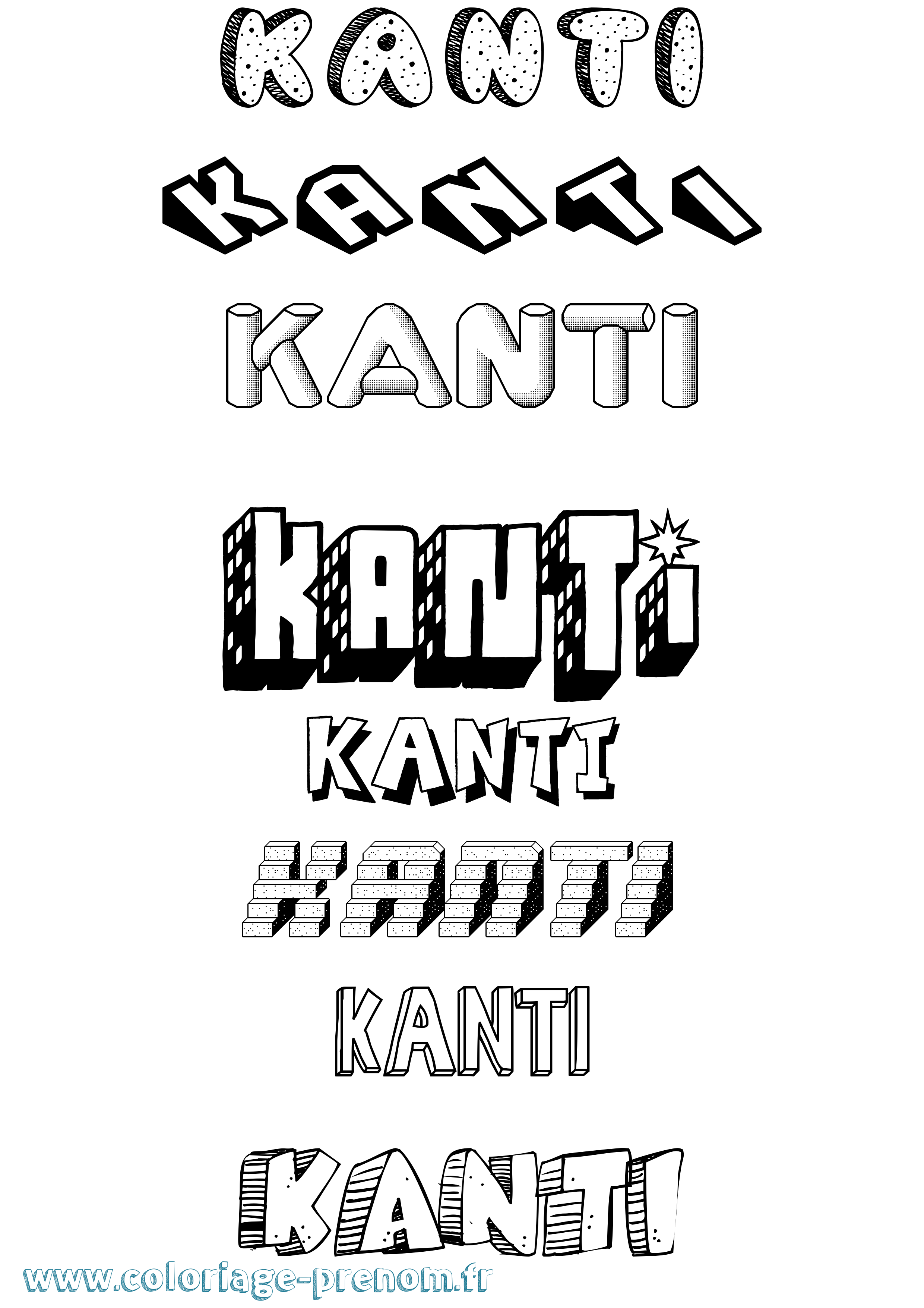 Coloriage Kanti Effet 3D Coloriage prénom Kanti Effet 3D