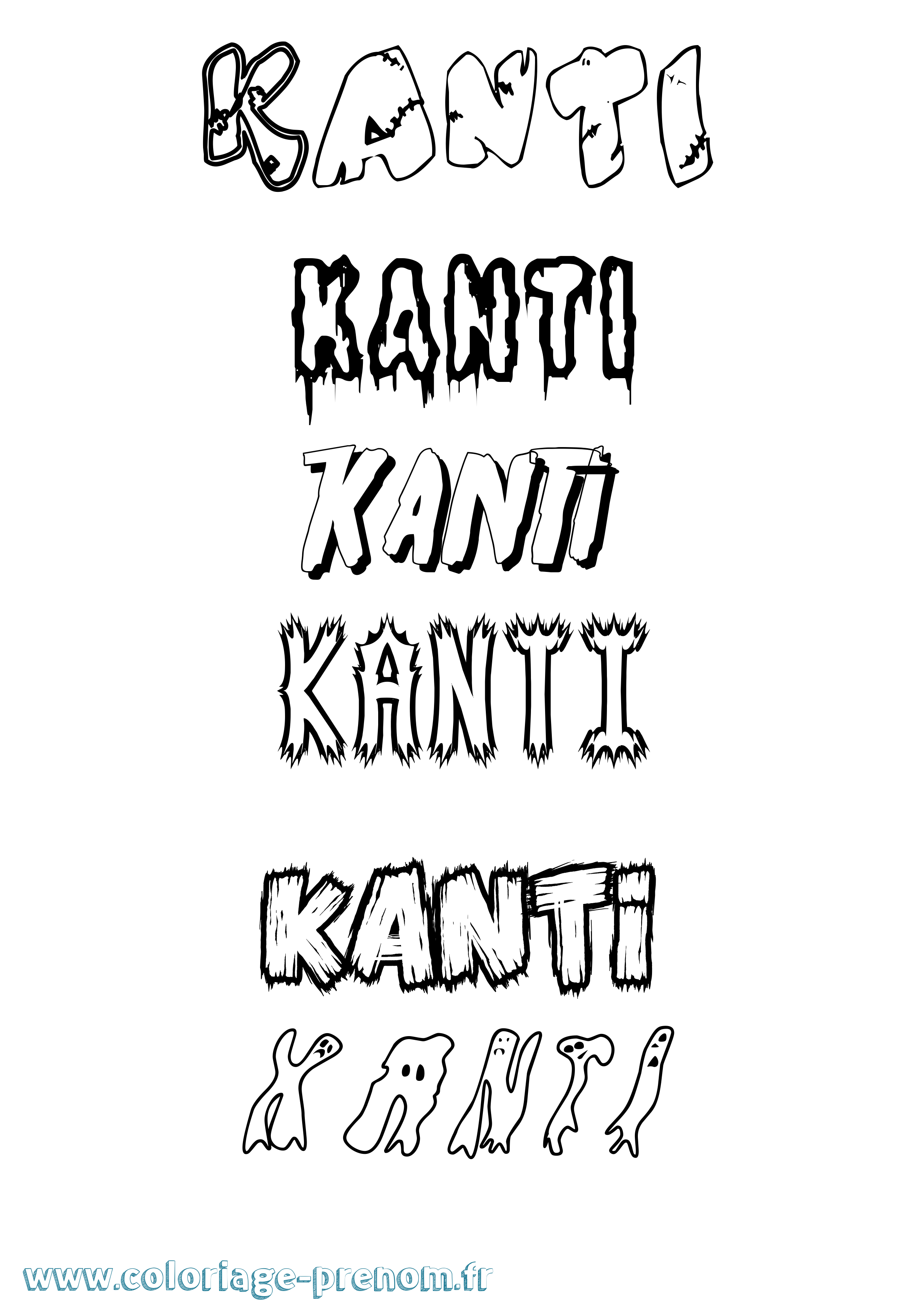 Coloriage Kanti Frisson Coloriage prénom Kanti Frisson
