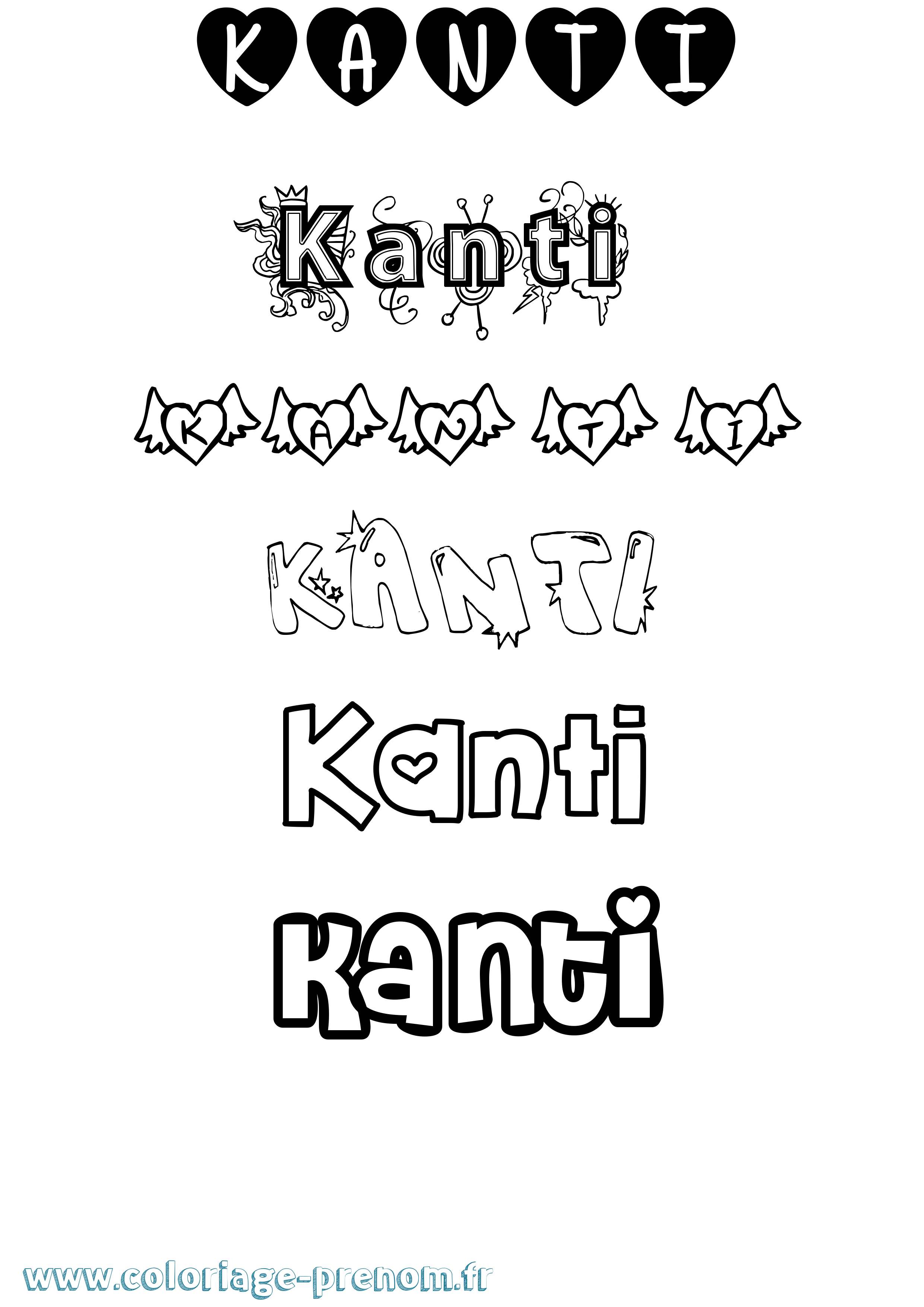 Coloriage Kanti Girly Coloriage prénom Kanti Girly