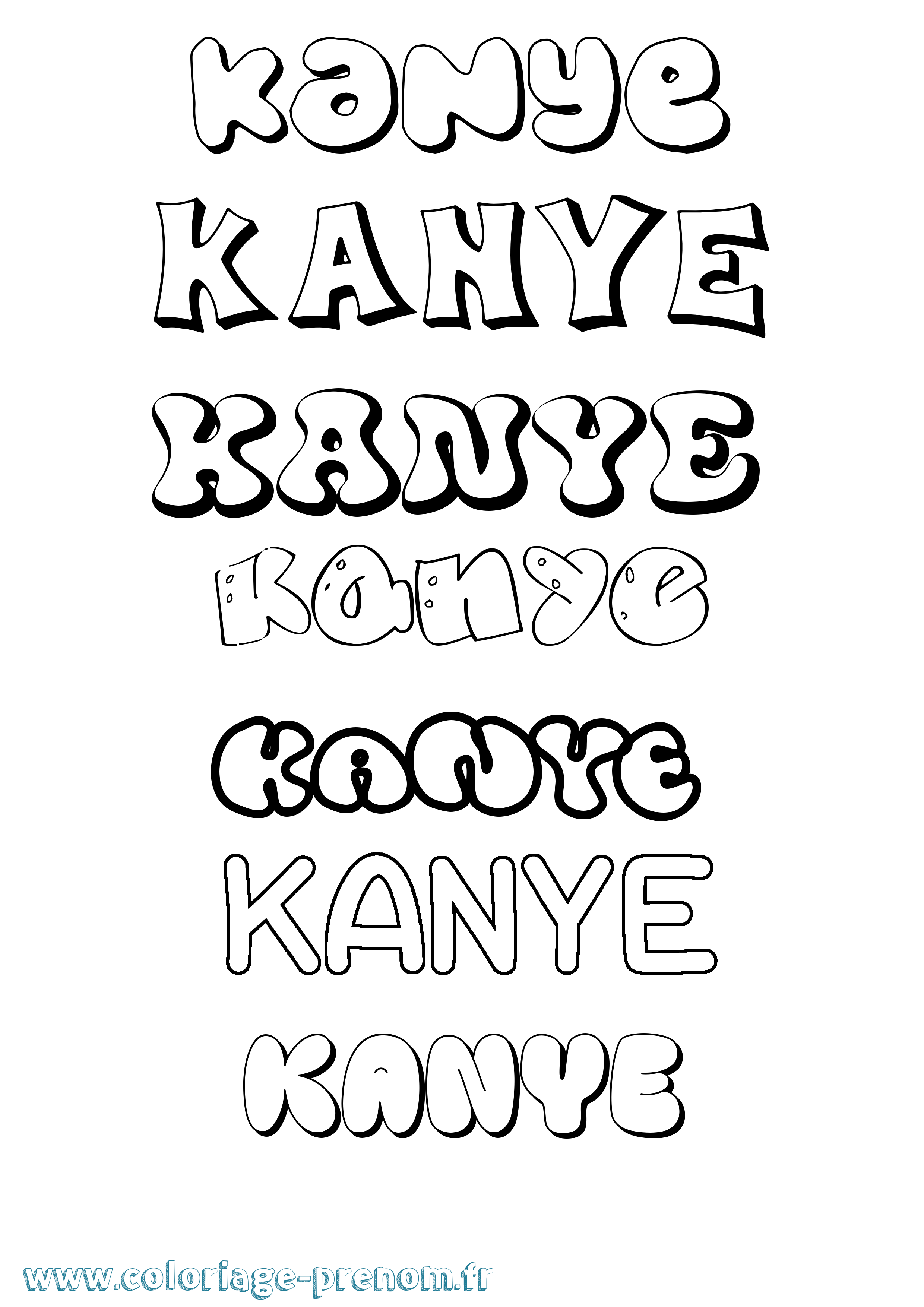 Coloriage Kanye Bubble Coloriage prénom Kanye Bubble