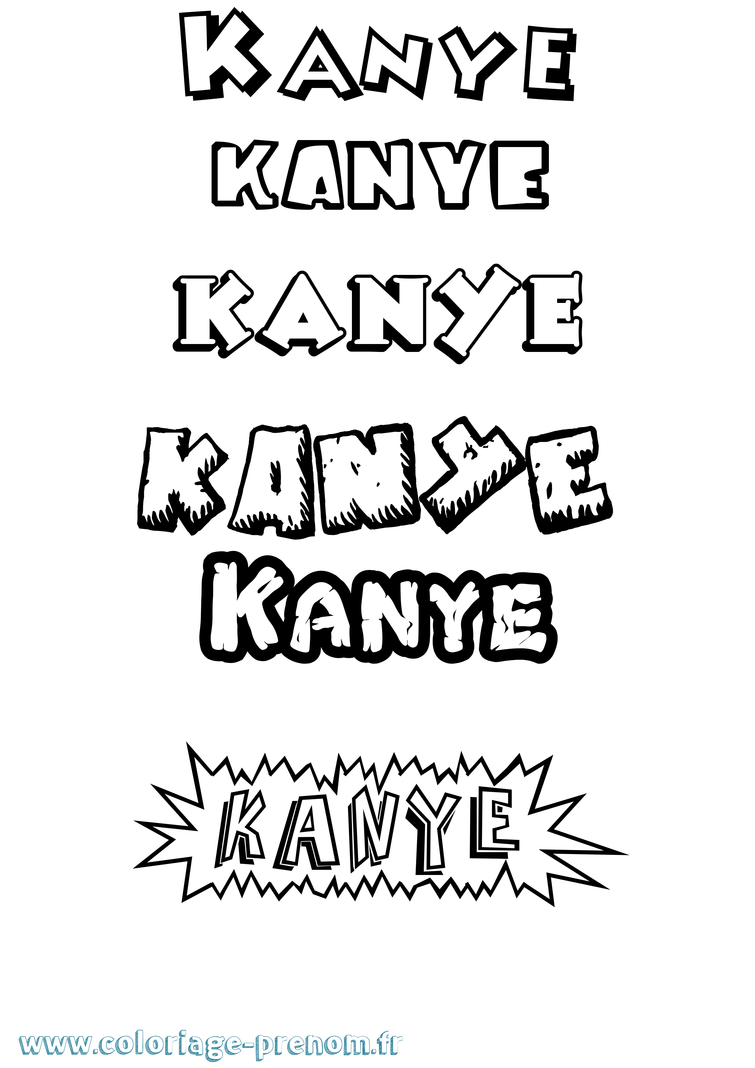 Coloriage Kanye Dessin Animé Coloriage prénom Kanye Dessin Animé