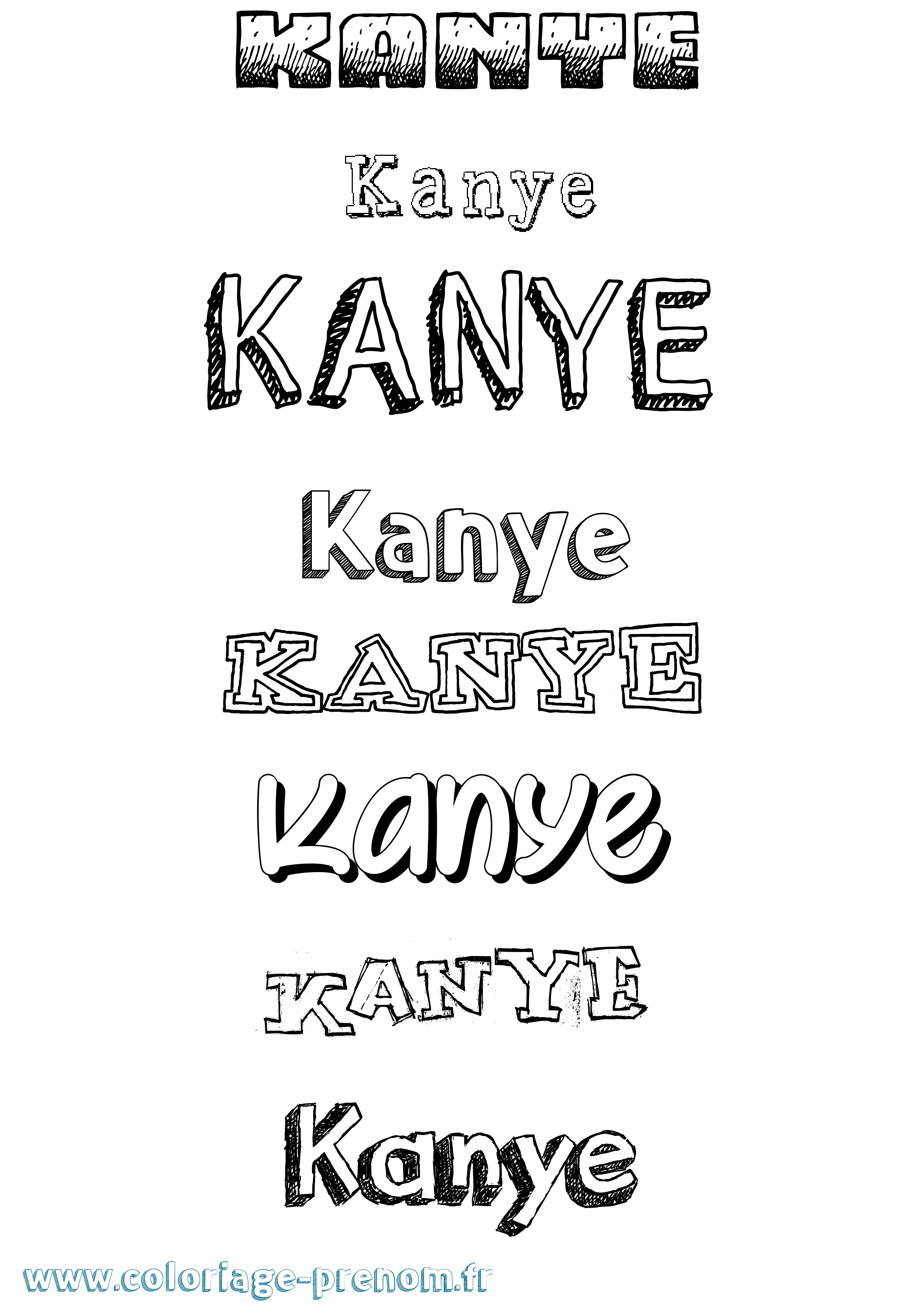 Coloriage Kanye Dessiné Coloriage prénom Kanye Dessiné