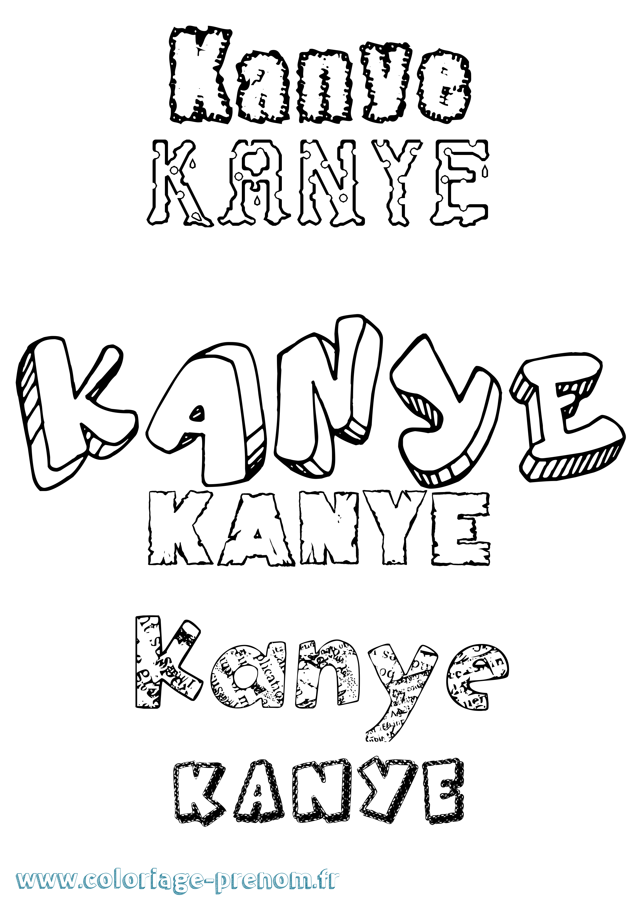 Coloriage Kanye Destructuré Coloriage prénom Kanye Destructuré