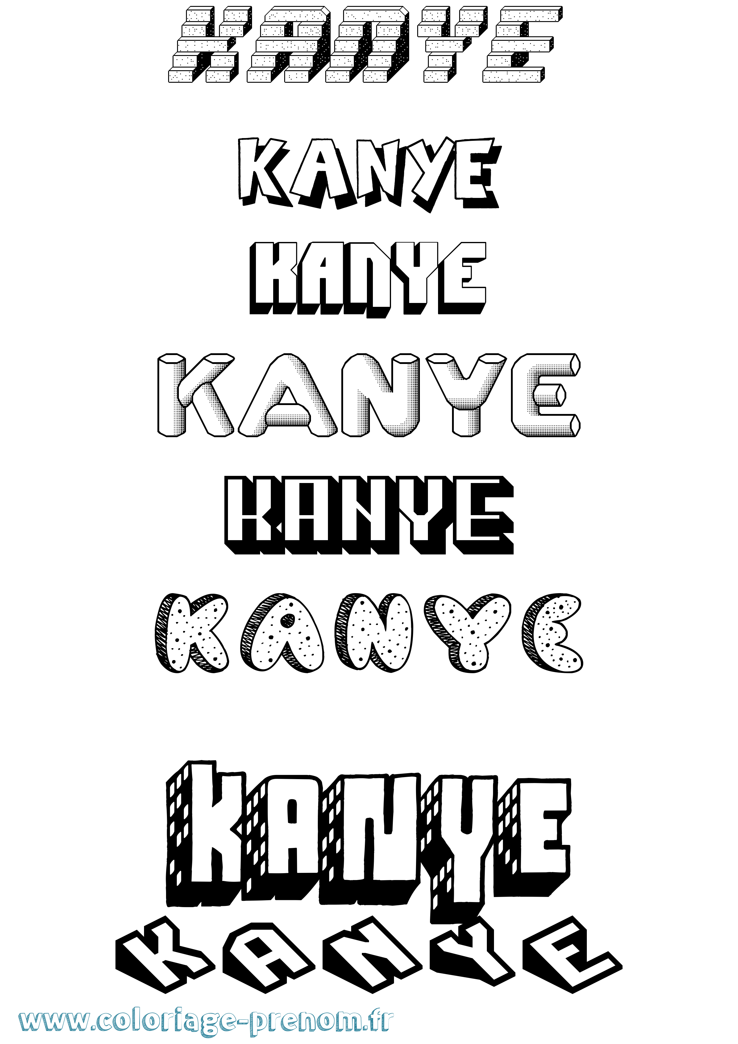 Coloriage Kanye Effet 3D Coloriage prénom Kanye Effet 3D