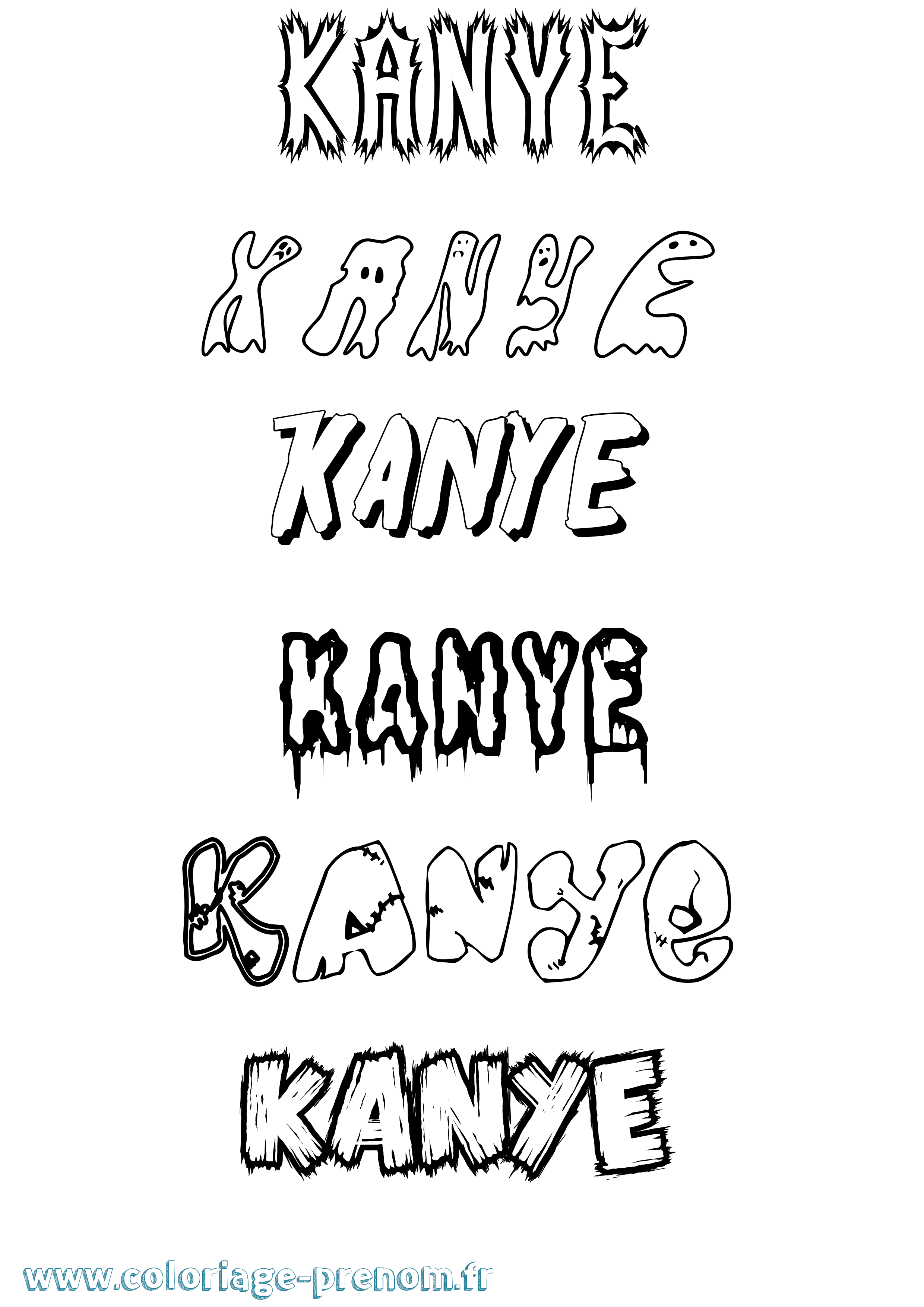 Coloriage Kanye Frisson Coloriage prénom Kanye Frisson