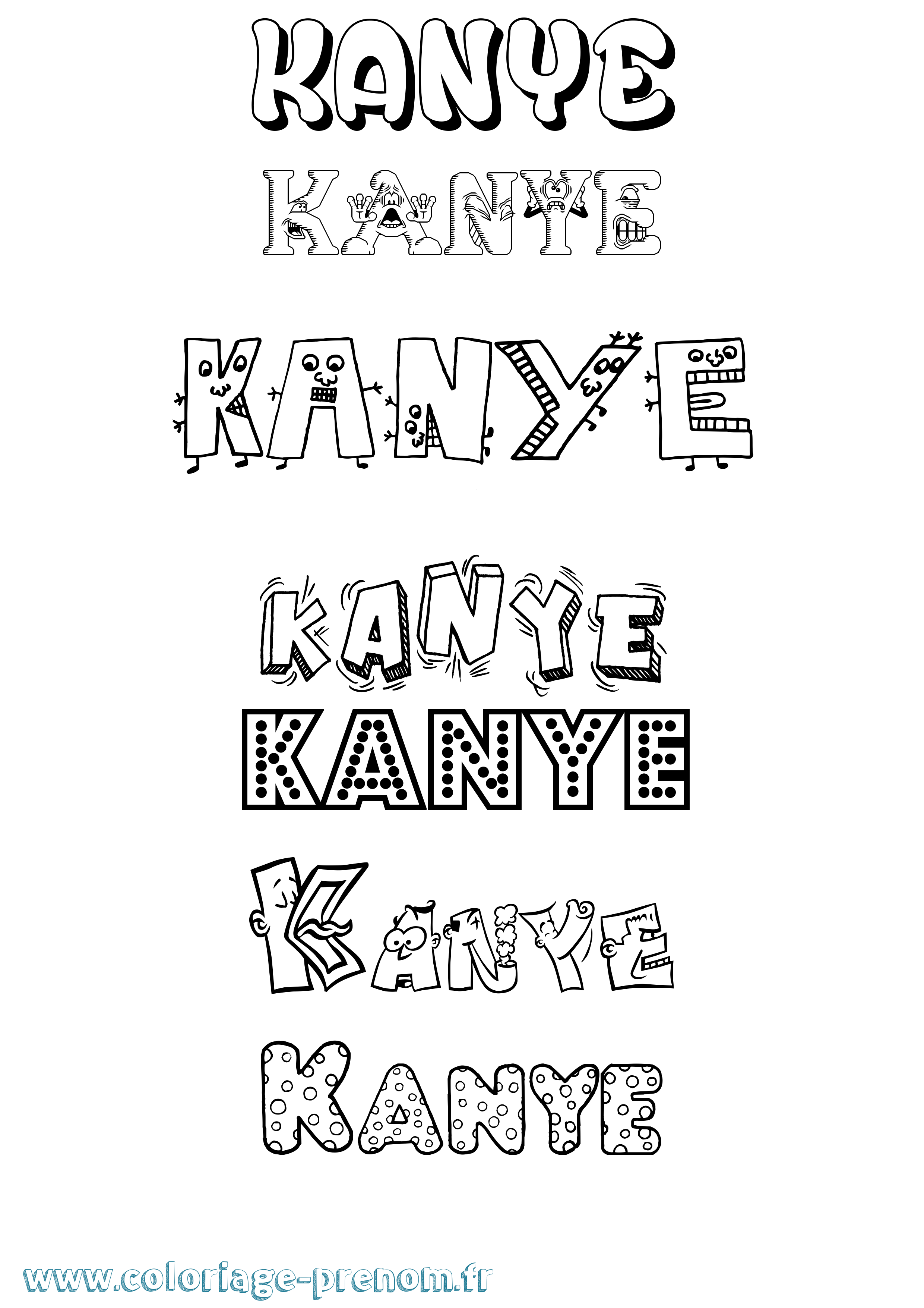 Coloriage Kanye Fun Coloriage prénom Kanye Fun