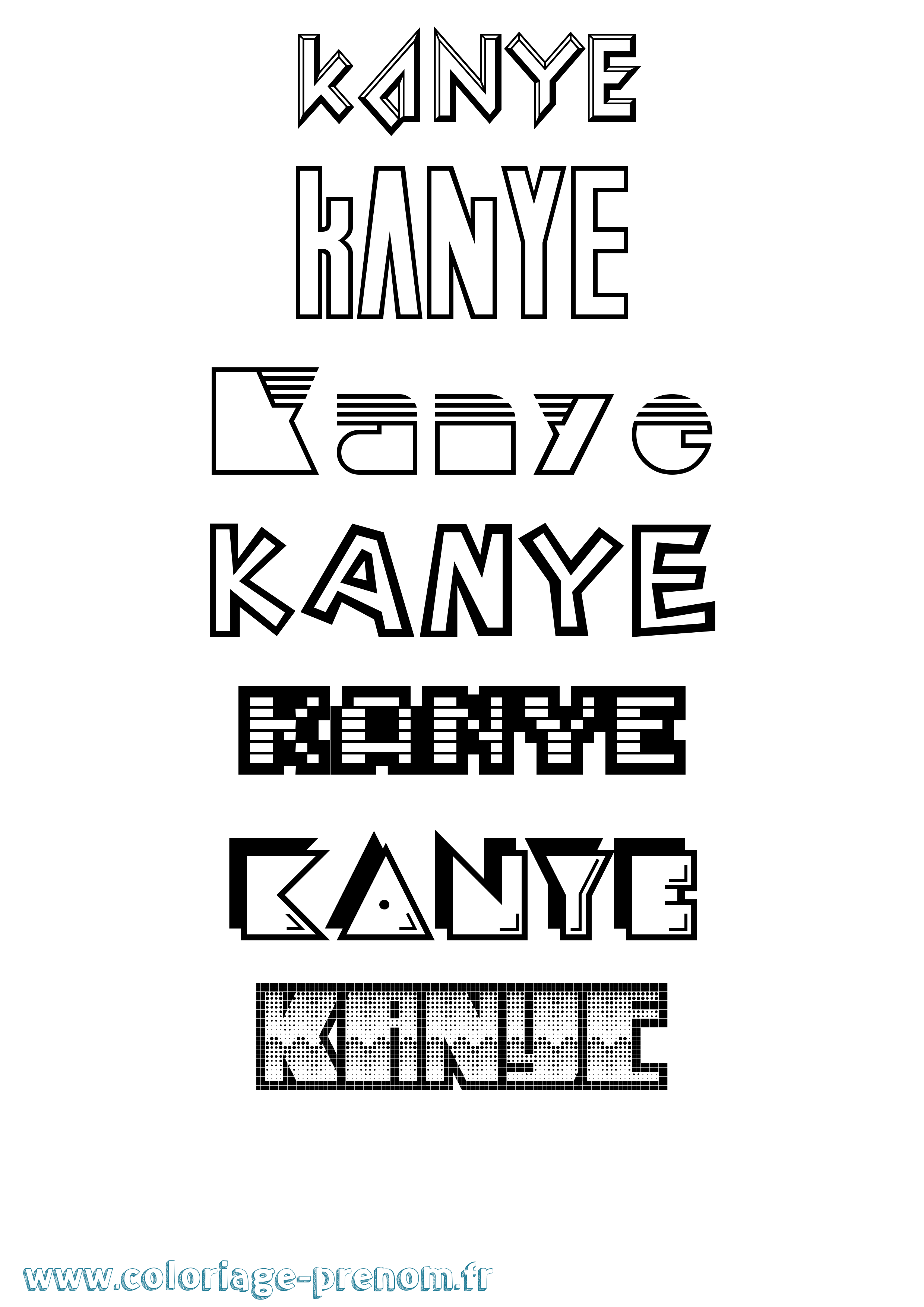 Coloriage Kanye Jeux Vidéos Coloriage prénom Kanye Jeux Vidéos