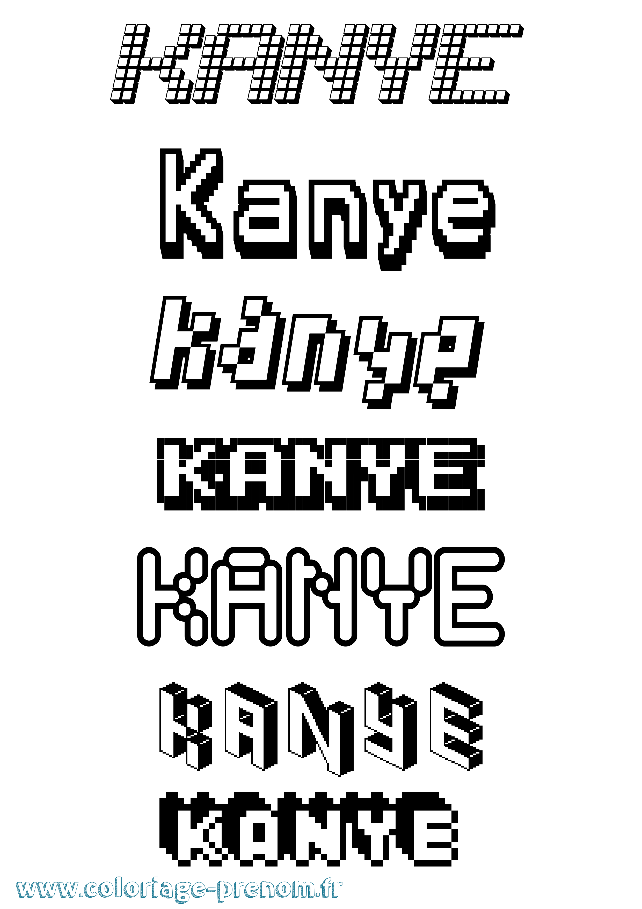 Coloriage Kanye Pixel Coloriage prénom Kanye Pixel