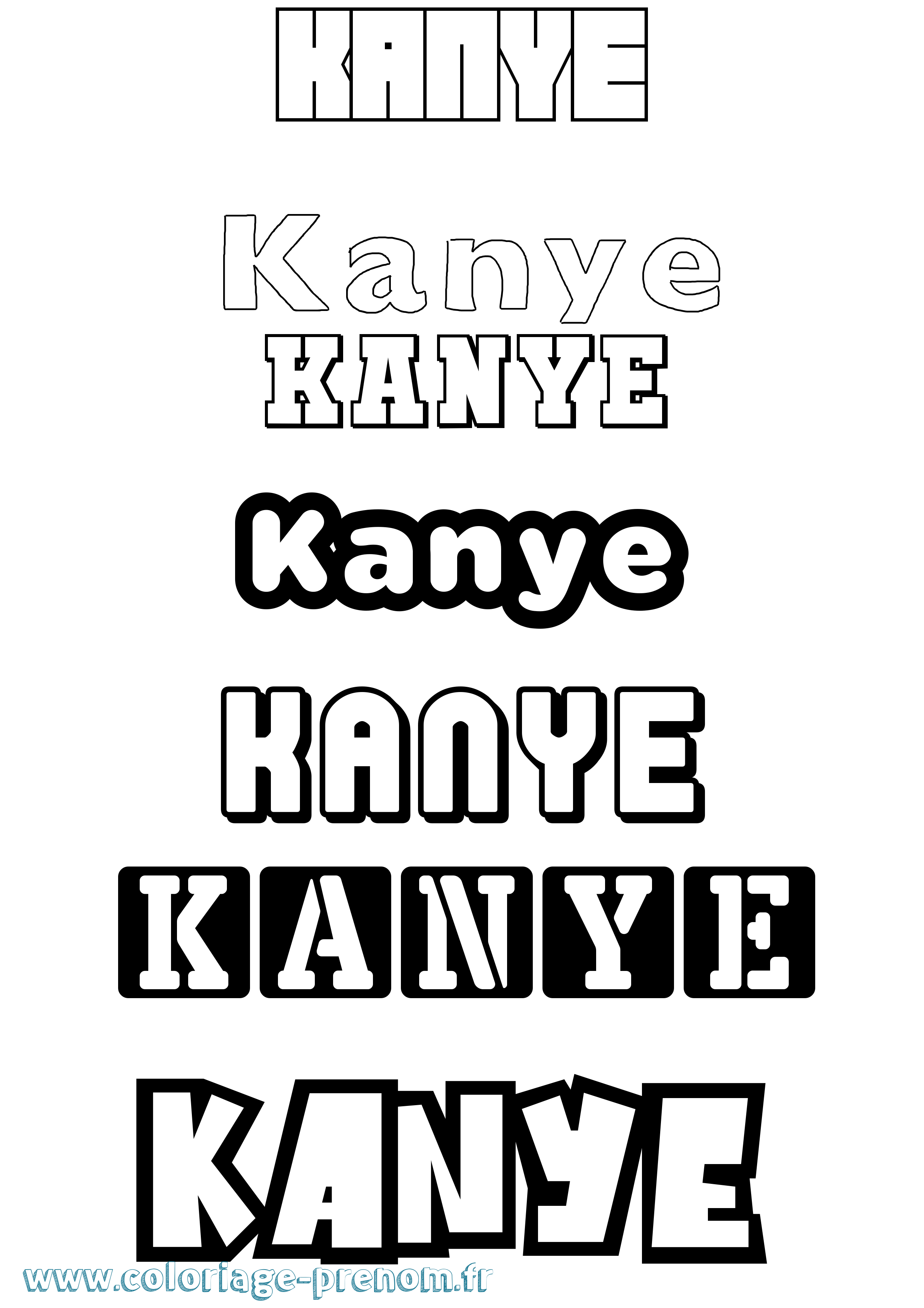 Coloriage Kanye Simple Coloriage prénom Kanye Simple