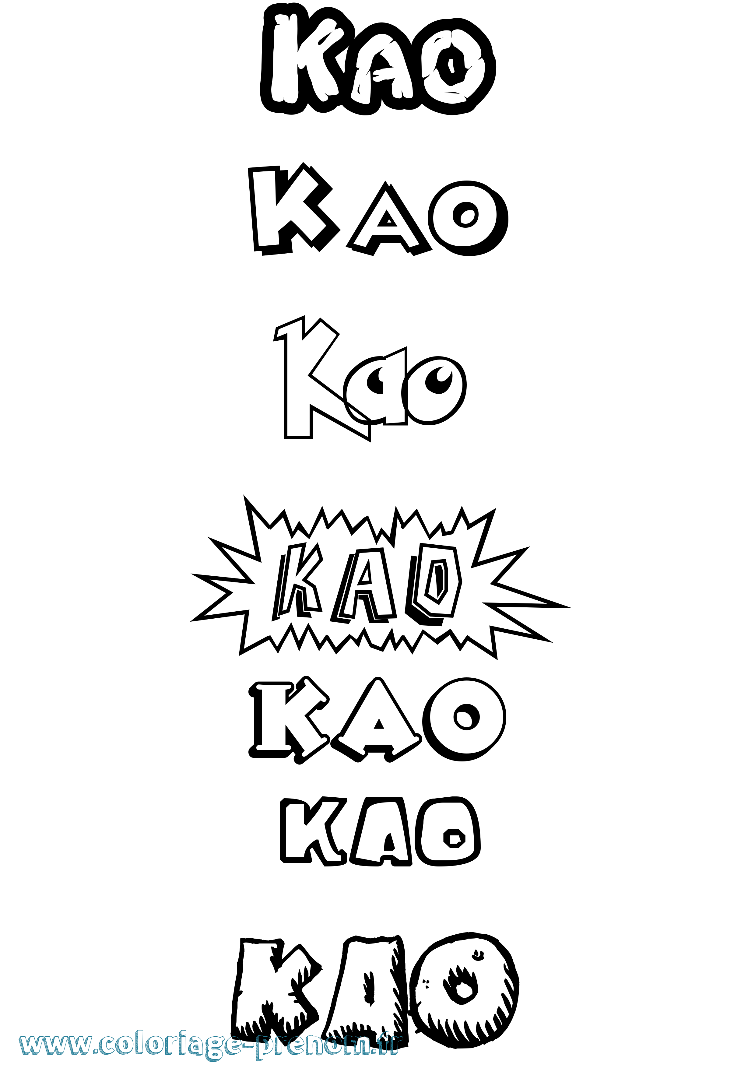 Coloriage Kao Dessin Animé Coloriage prénom Kao Dessin Animé