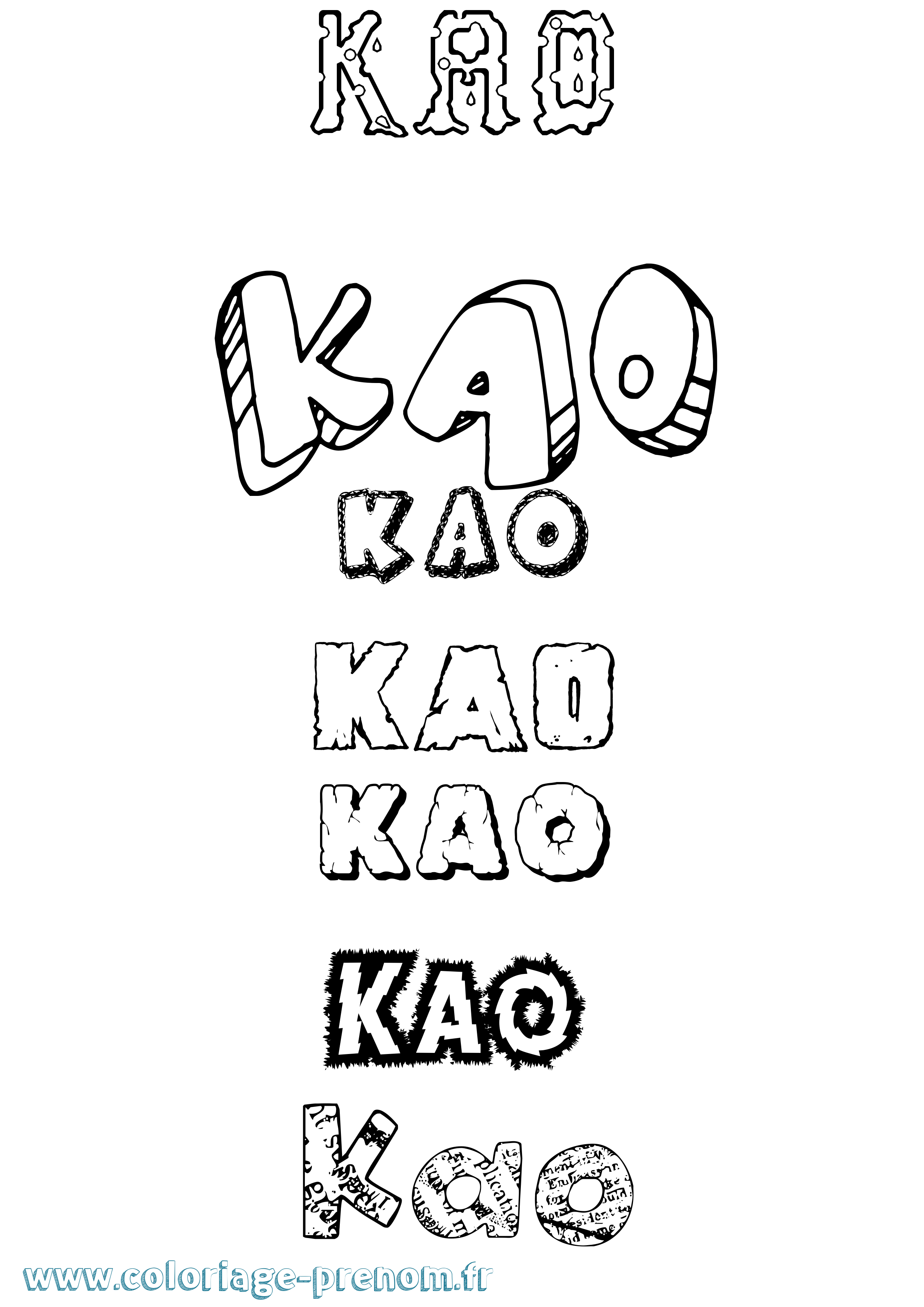 Coloriage Kao Destructuré Coloriage prénom Kao Destructuré
