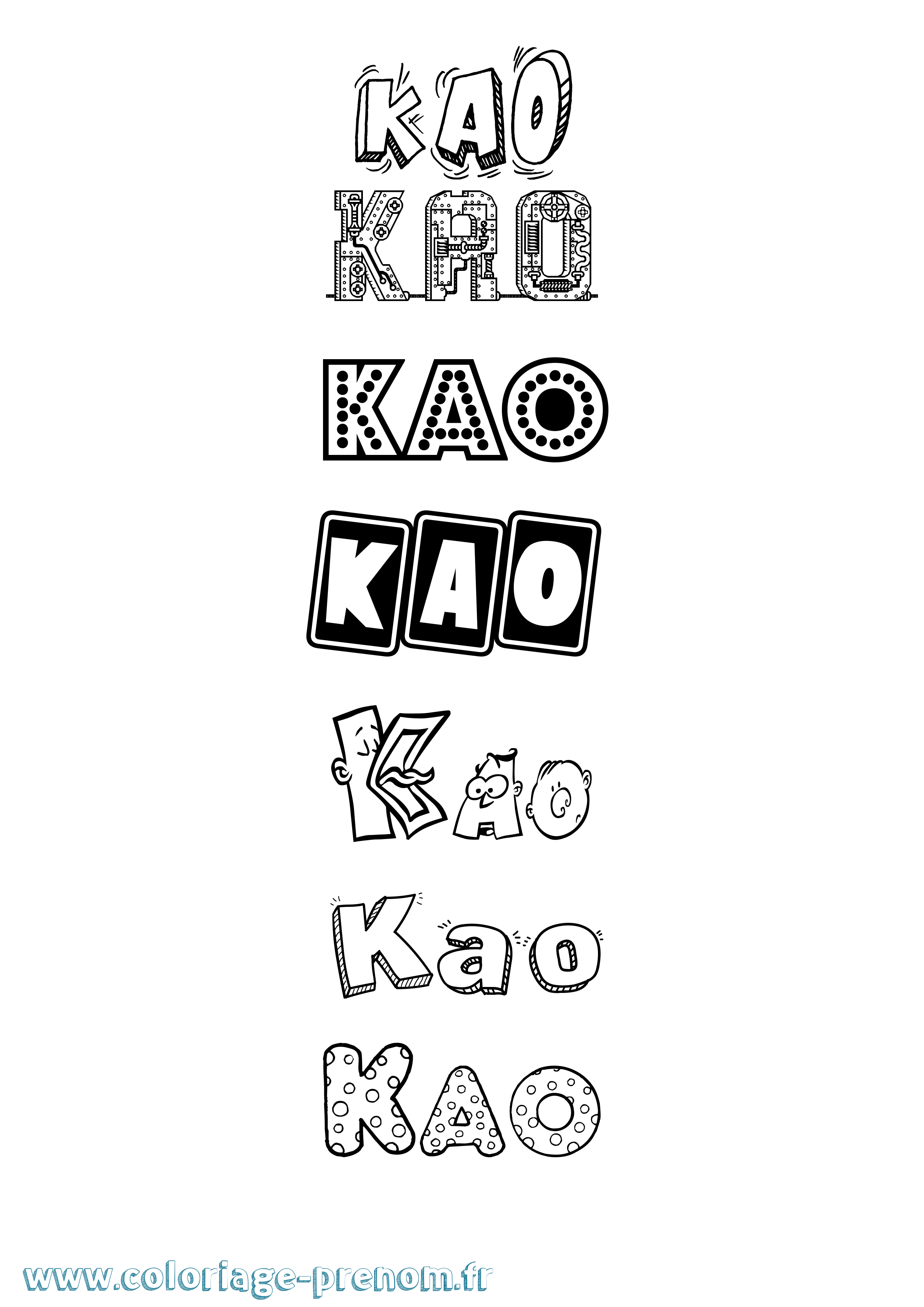 Coloriage Kao Fun Coloriage prénom Kao Fun
