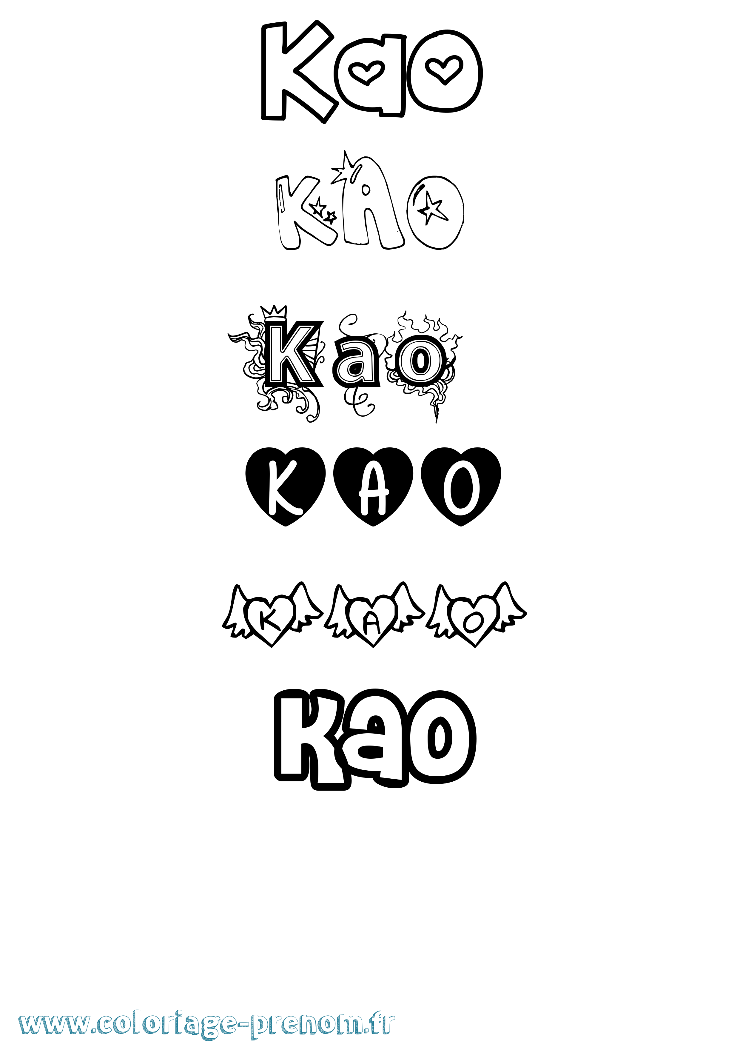 Coloriage Kao Girly Coloriage prénom Kao Girly
