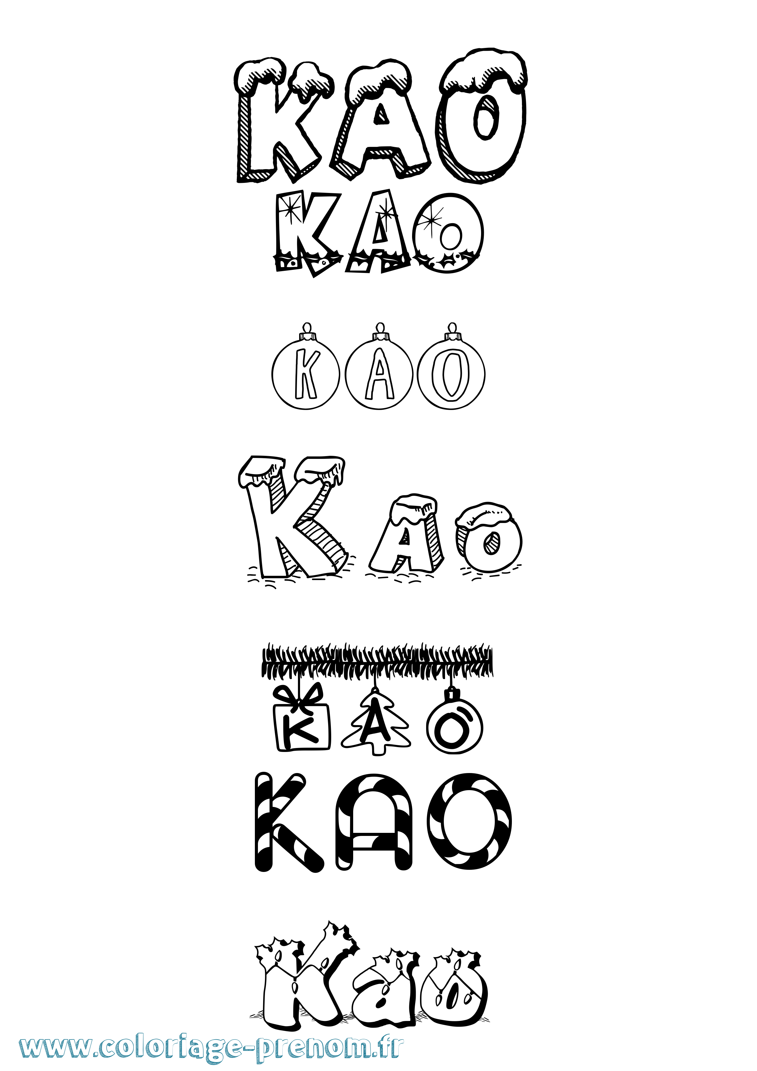 Coloriage Kao Noël Coloriage prénom Kao Noël