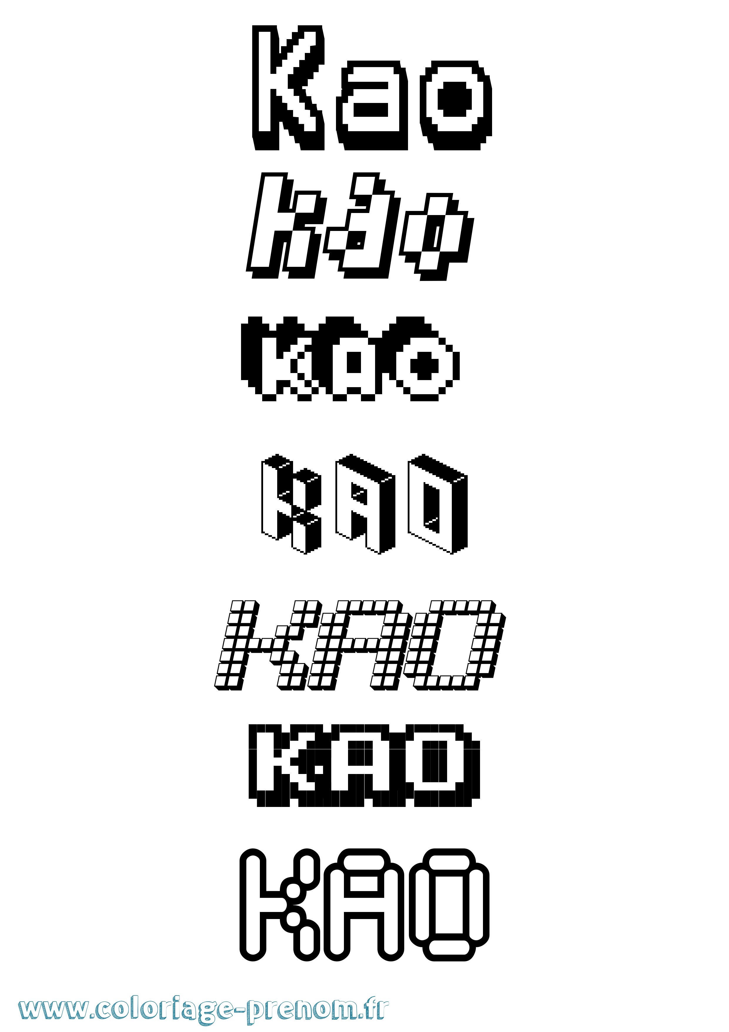 Coloriage Kao Pixel Coloriage prénom Kao Pixel