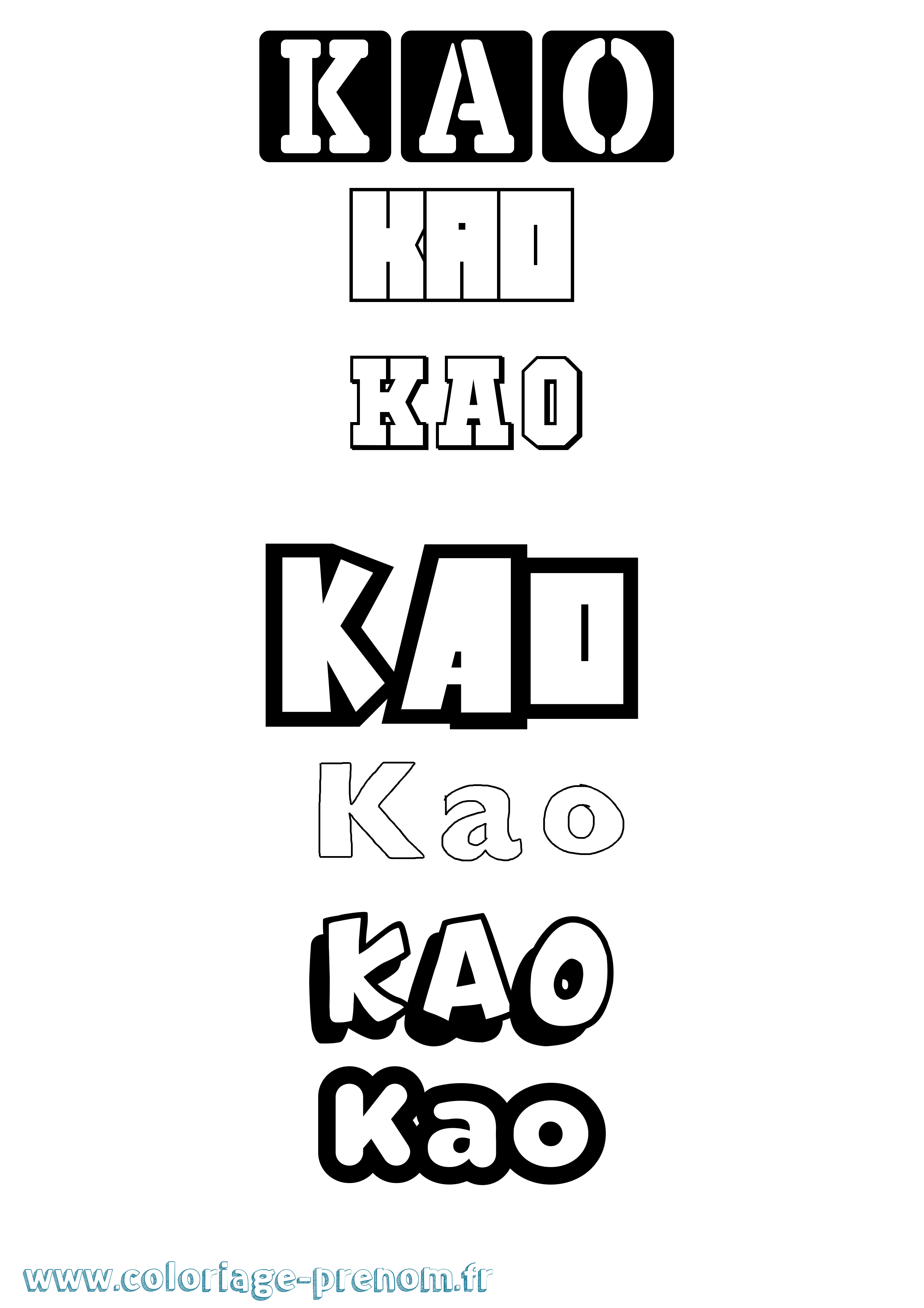Coloriage Kao Simple Coloriage prénom Kao Simple