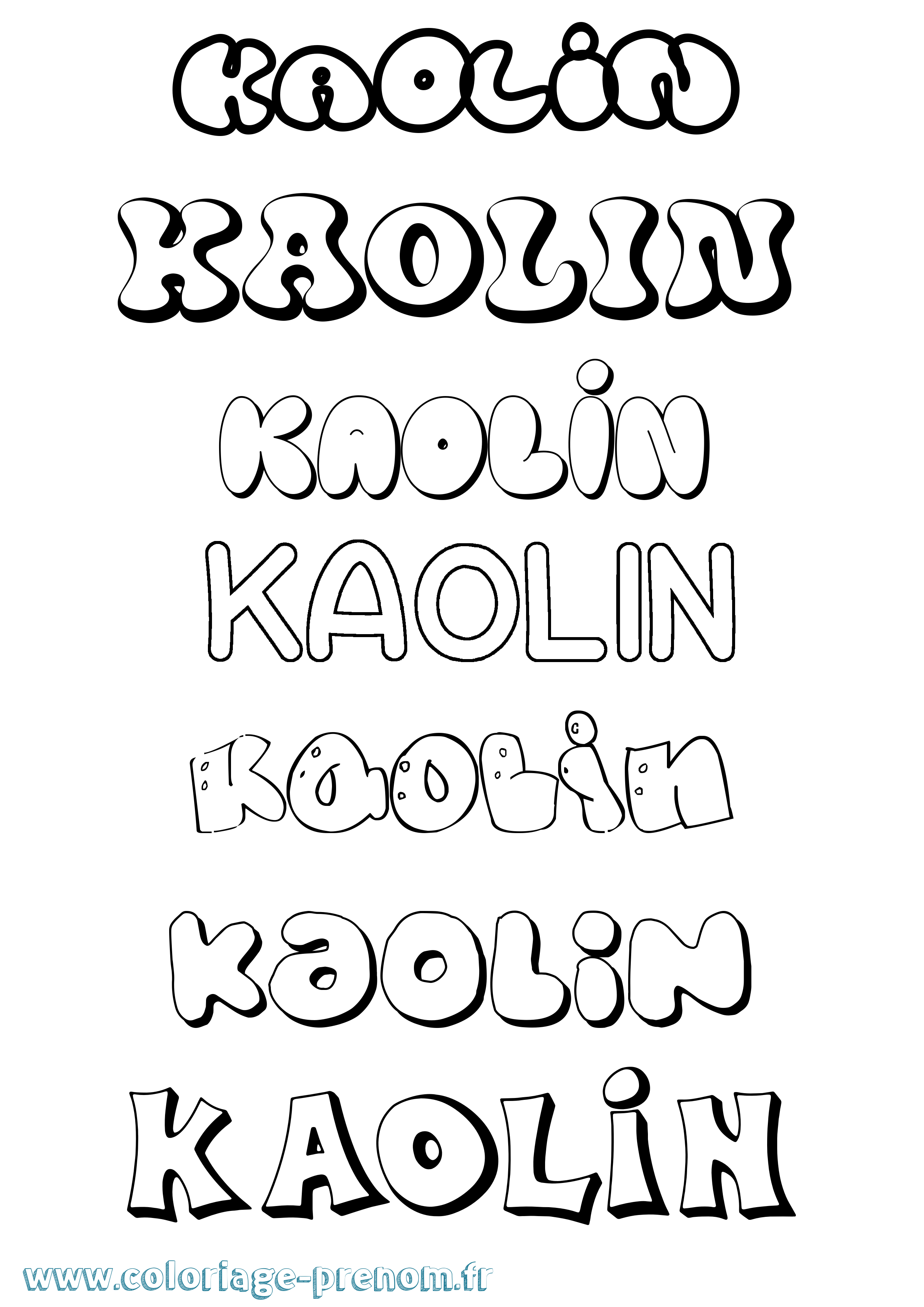 Coloriage Kaolin Bubble Coloriage prénom Kaolin Bubble