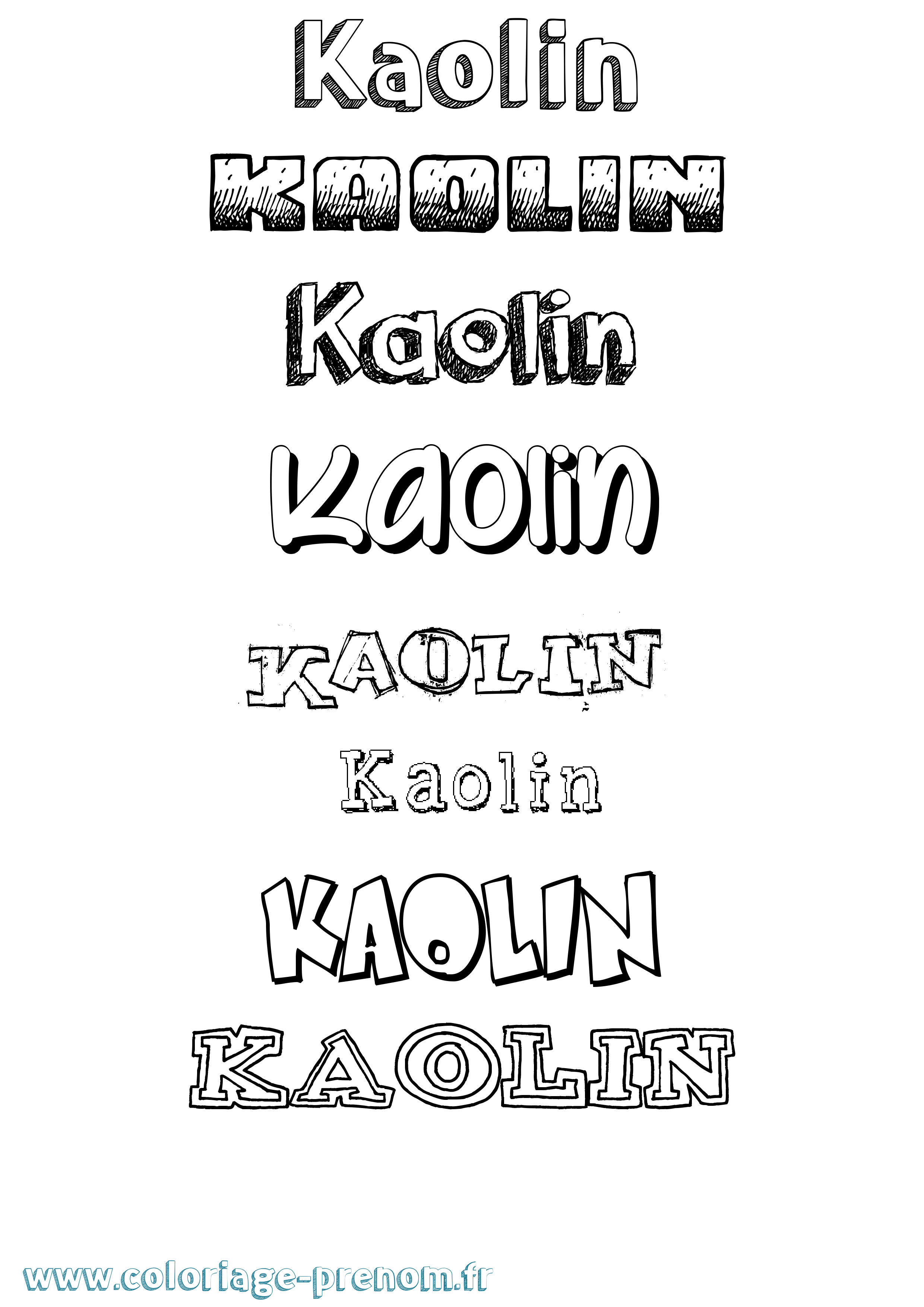 Coloriage Kaolin Dessiné Coloriage prénom Kaolin Dessiné