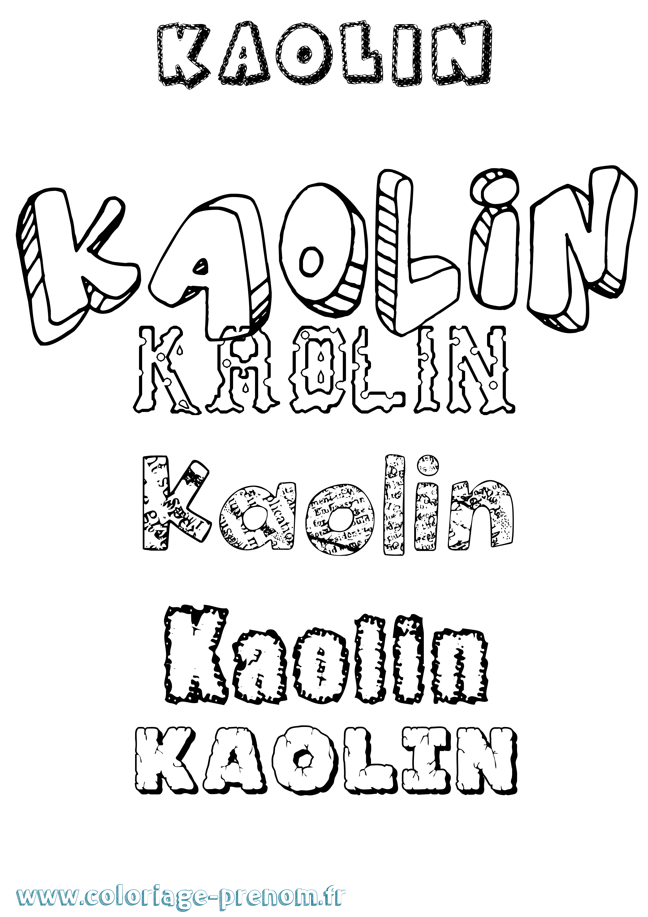 Coloriage Kaolin Destructuré Coloriage prénom Kaolin Destructuré
