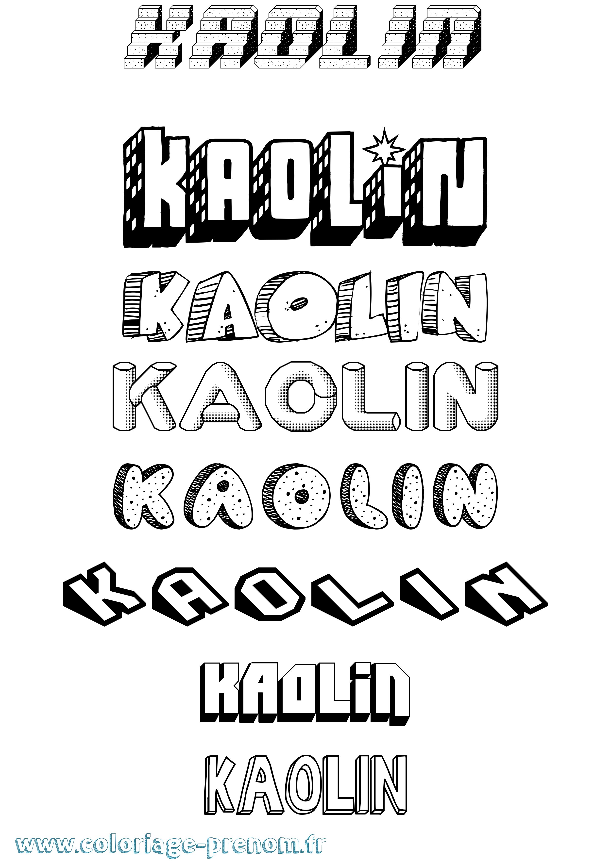 Coloriage Kaolin Effet 3D Coloriage prénom Kaolin Effet 3D