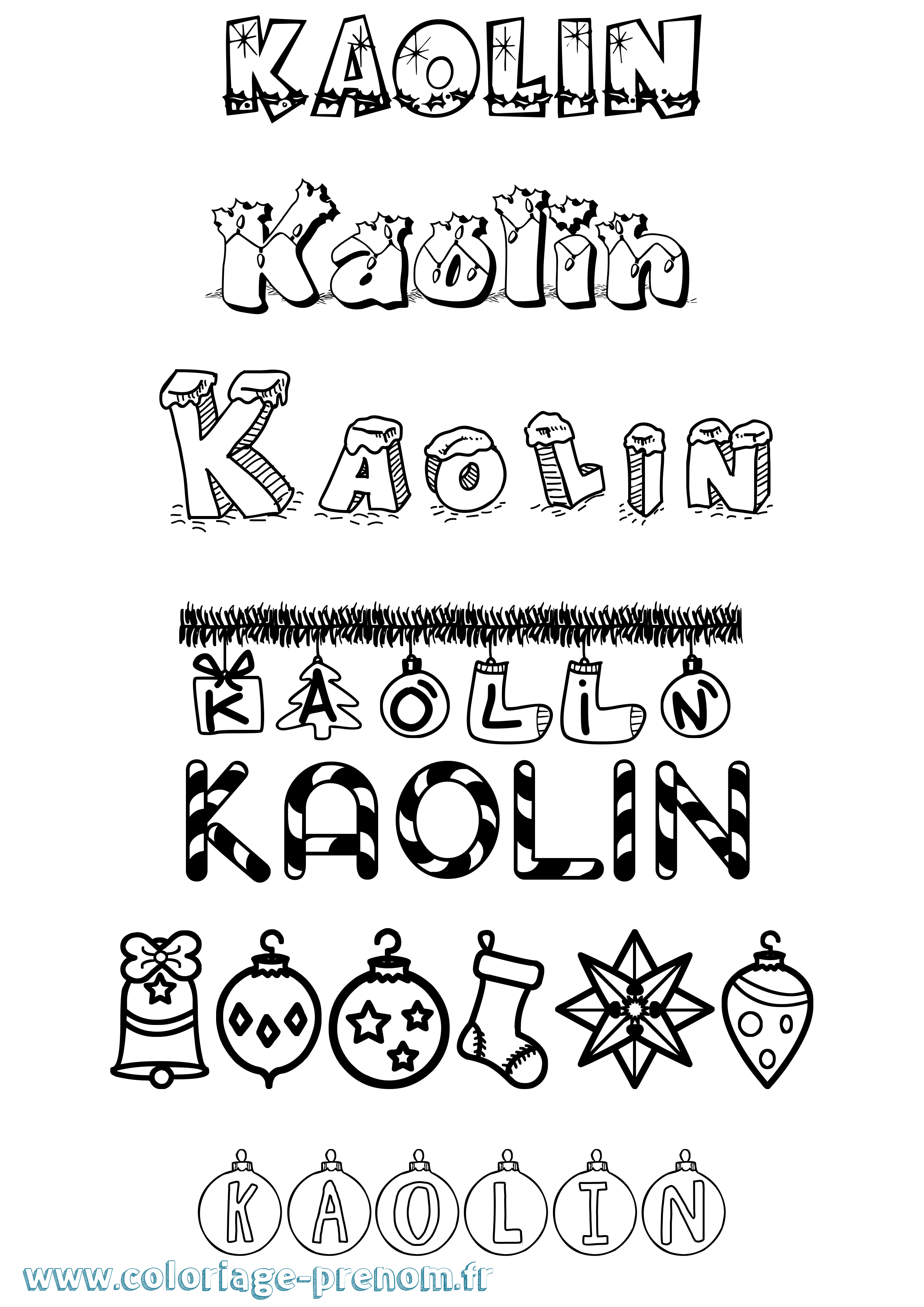 Coloriage Kaolin Noël Coloriage prénom Kaolin Noël
