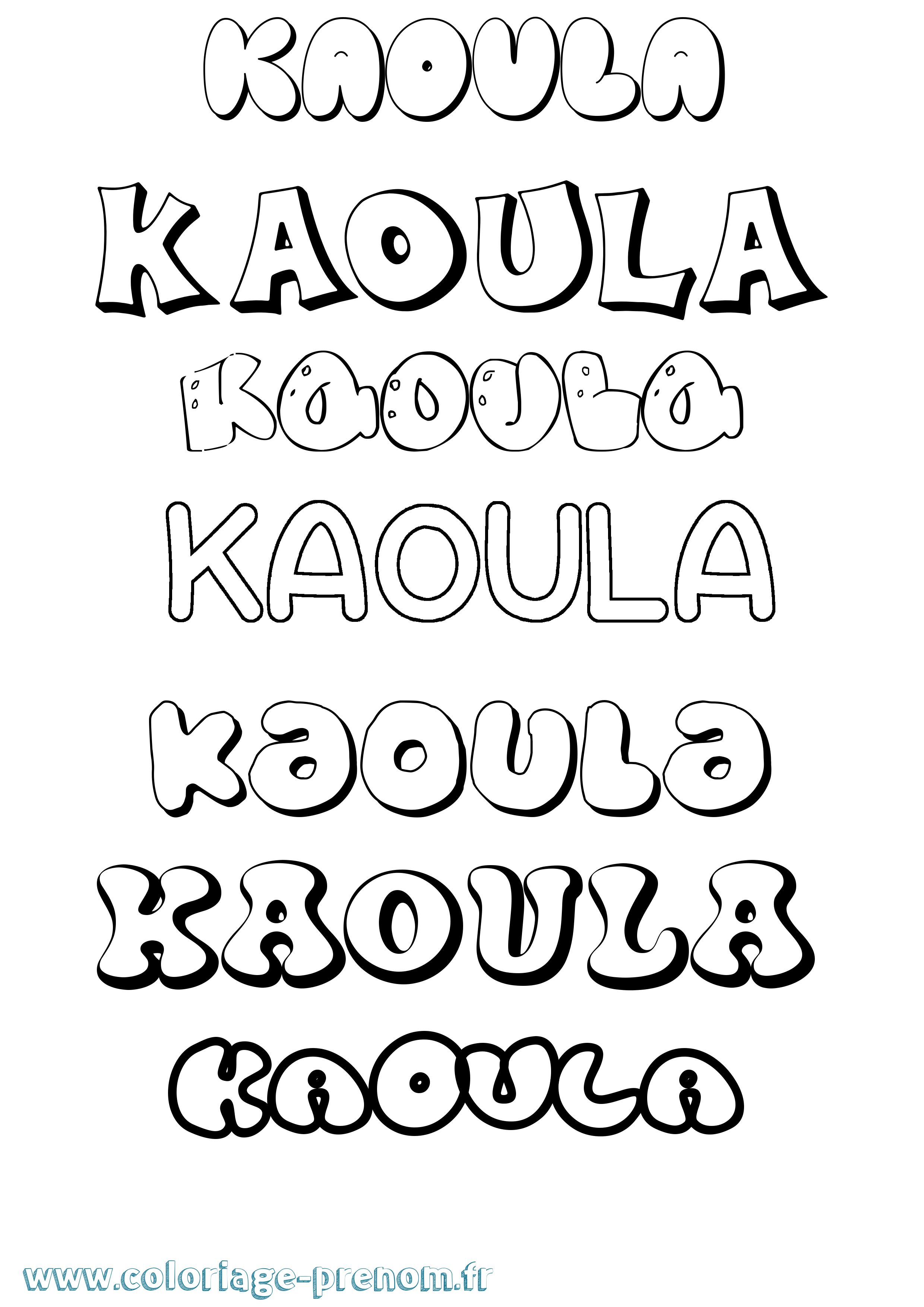 Coloriage Kaoula Bubble Coloriage prénom Kaoula Bubble