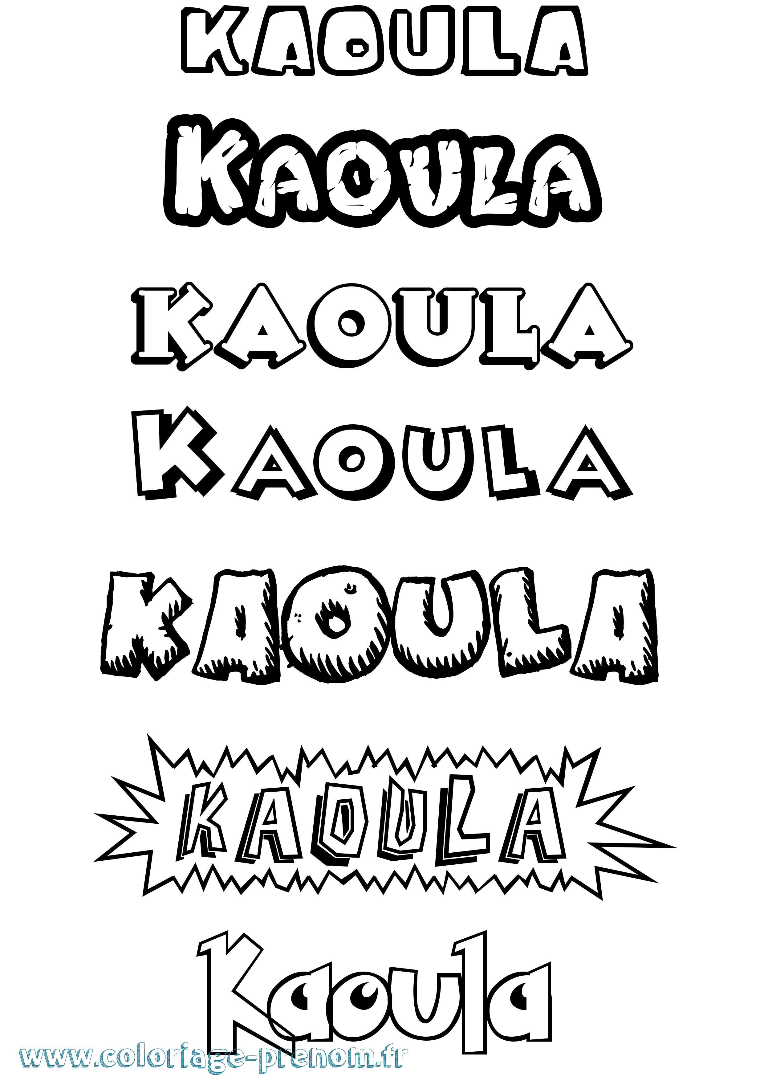 Coloriage Kaoula Dessin Animé Coloriage prénom Kaoula Dessin Animé