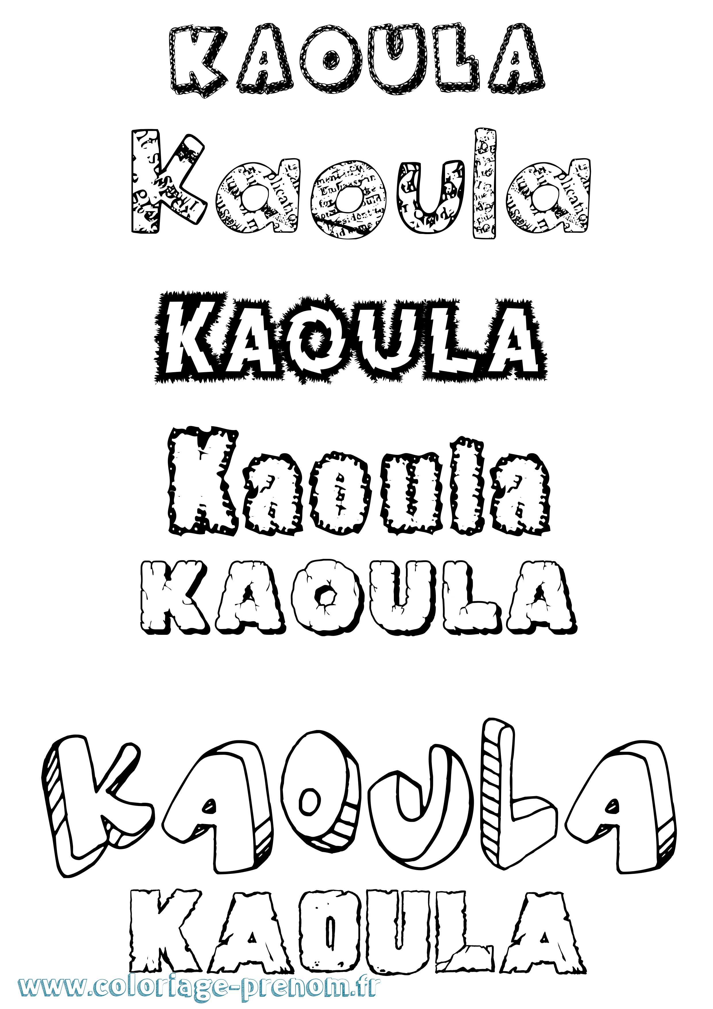 Coloriage Kaoula Destructuré Coloriage prénom Kaoula Destructuré
