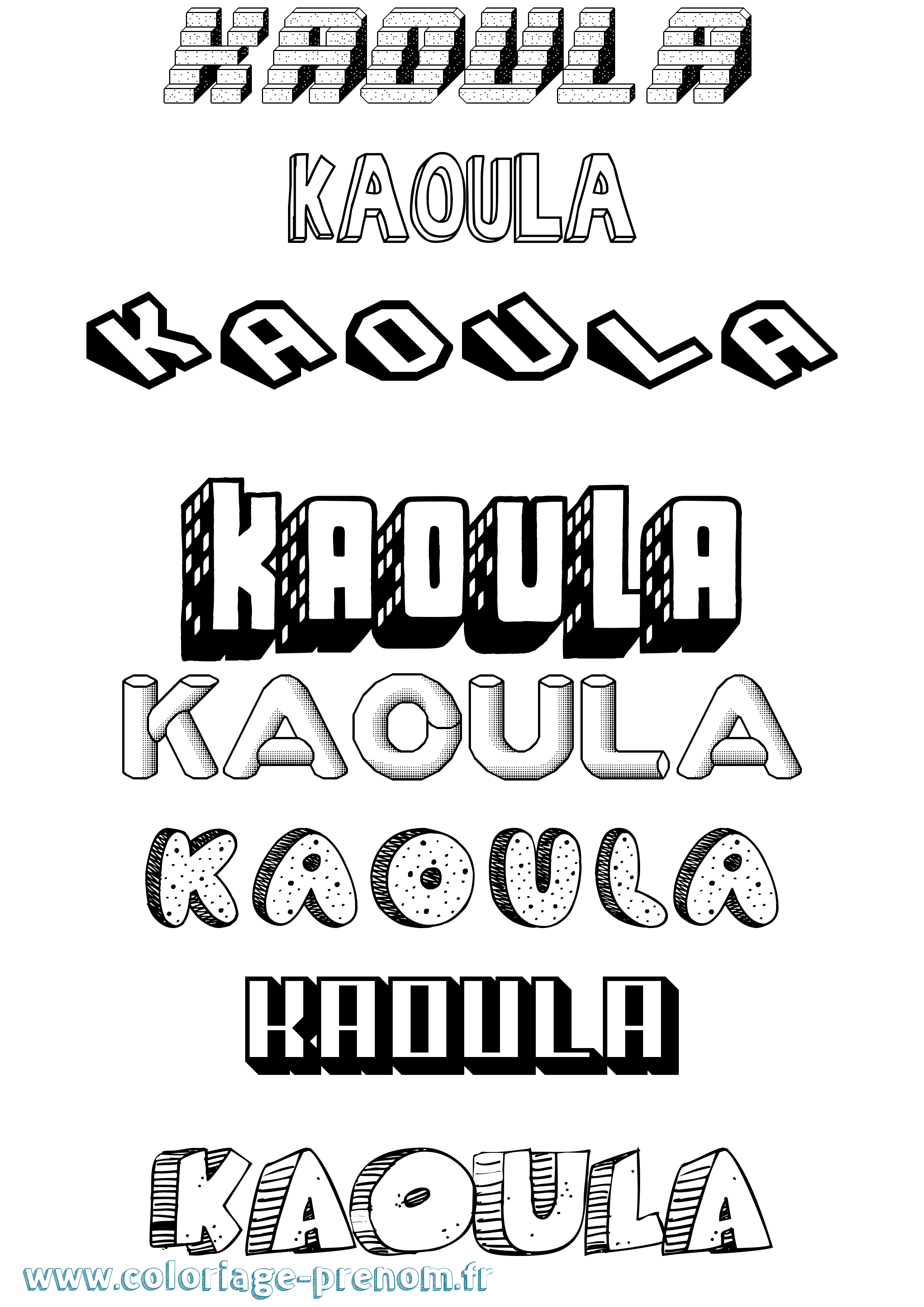 Coloriage Kaoula Effet 3D Coloriage prénom Kaoula Effet 3D