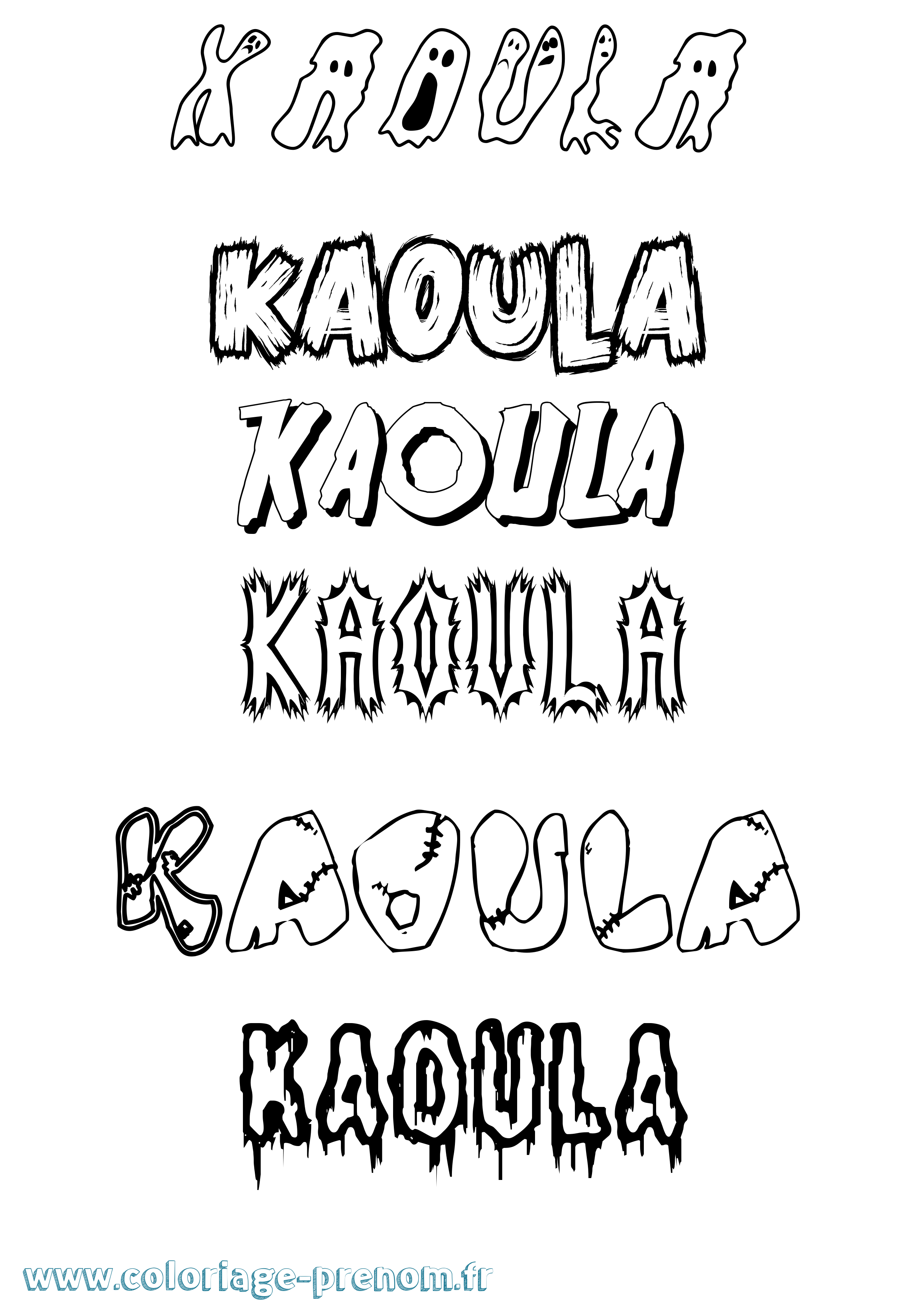 Coloriage Kaoula Frisson Coloriage prénom Kaoula Frisson