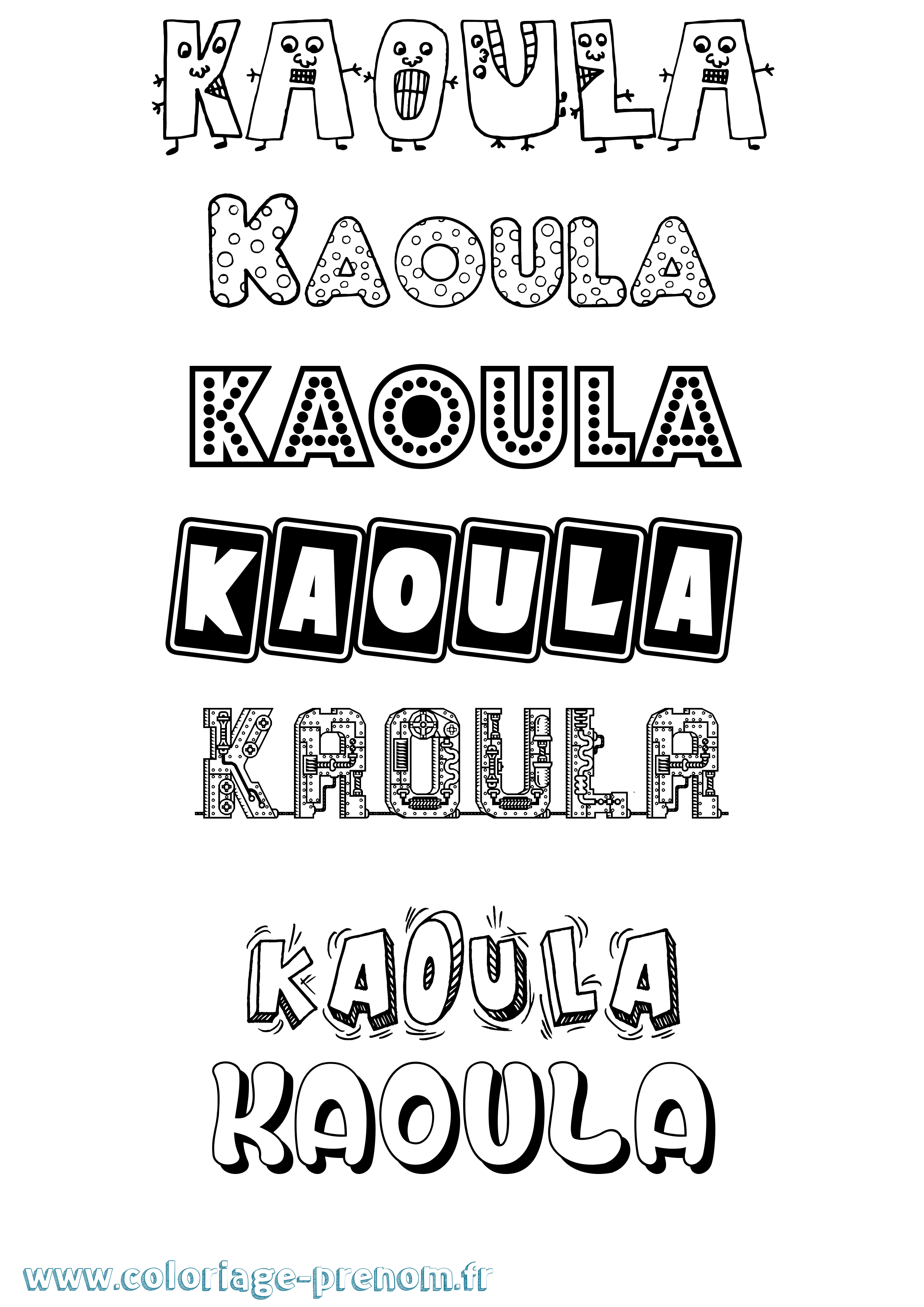 Coloriage Kaoula Fun Coloriage prénom Kaoula Fun