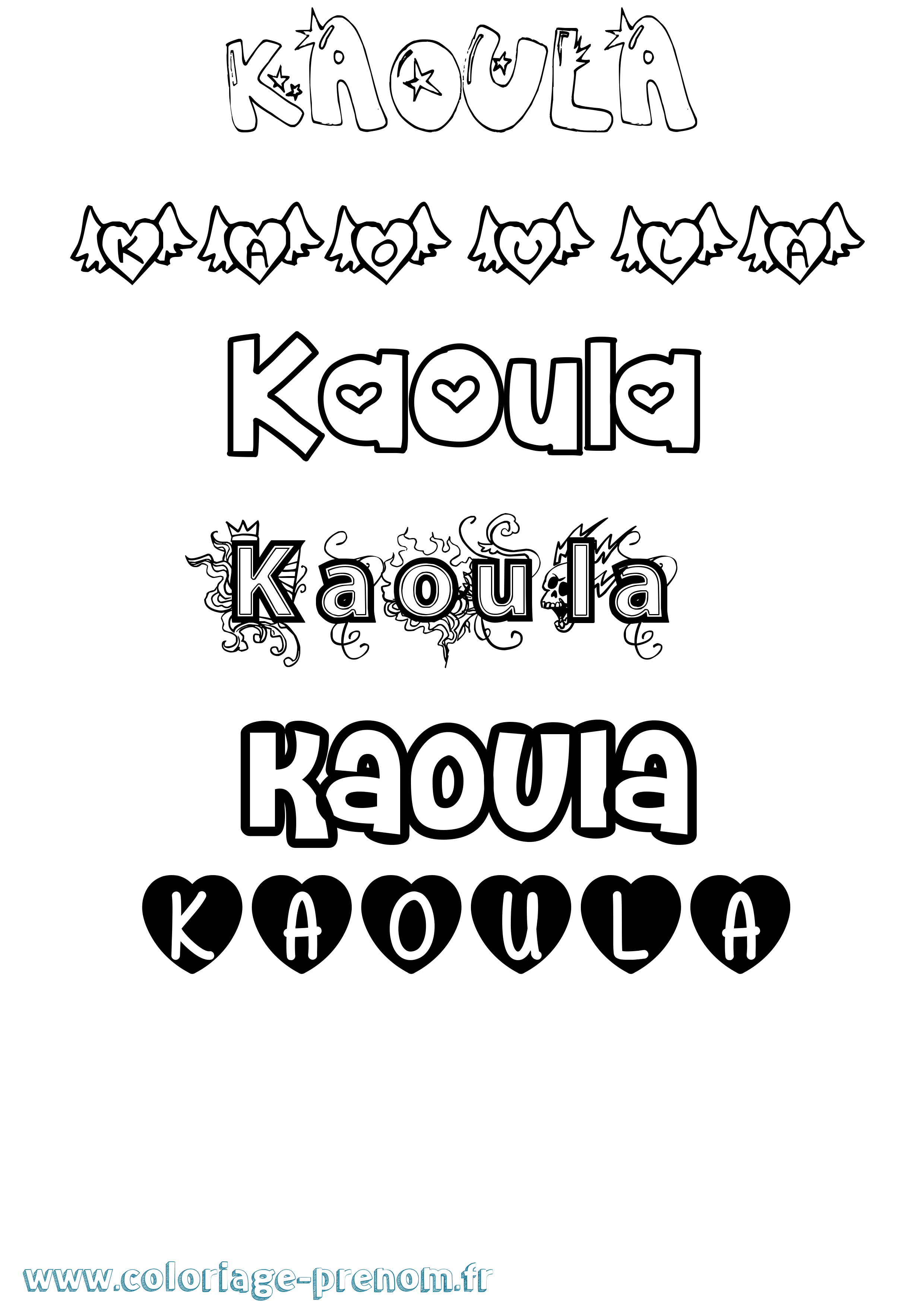 Coloriage Kaoula Girly Coloriage prénom Kaoula Girly