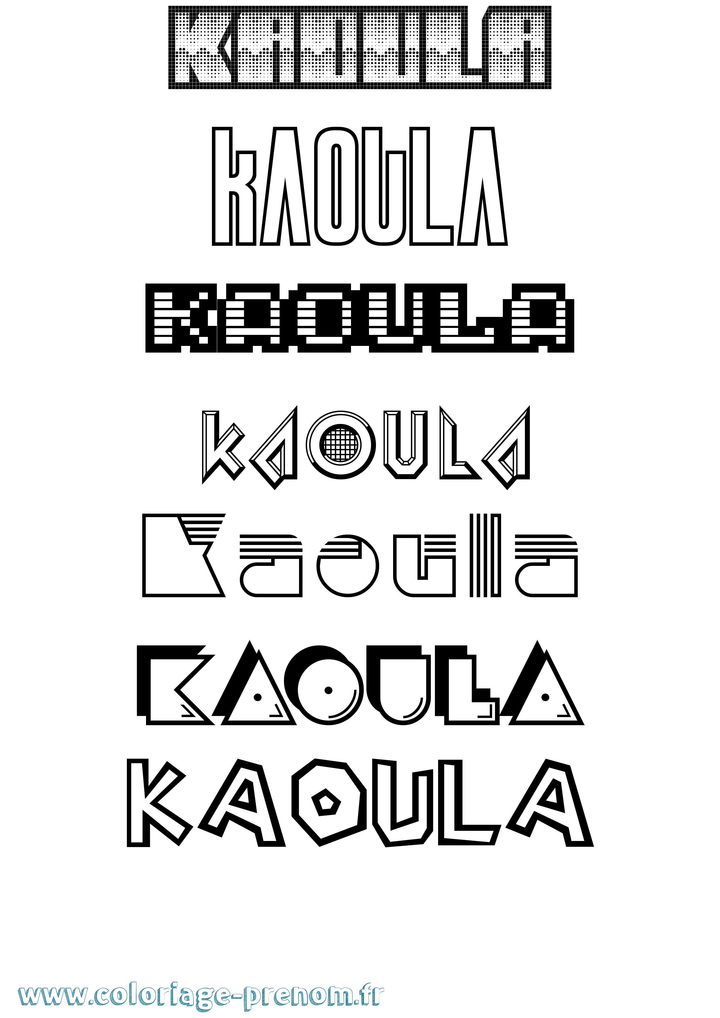 Coloriage Kaoula Jeux Vidéos Coloriage prénom Kaoula Jeux Vidéos
