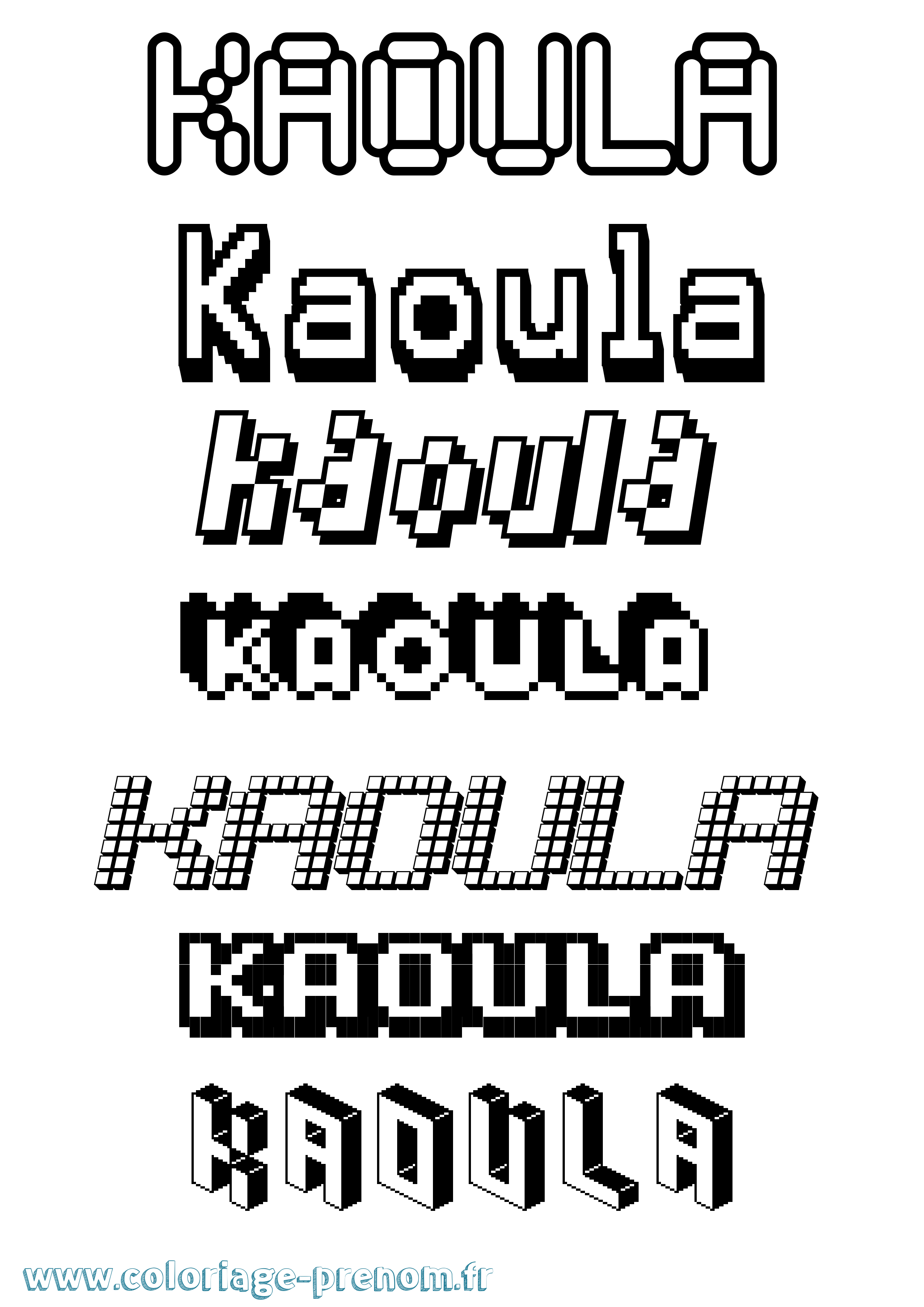 Coloriage Kaoula Pixel Coloriage prénom Kaoula Pixel