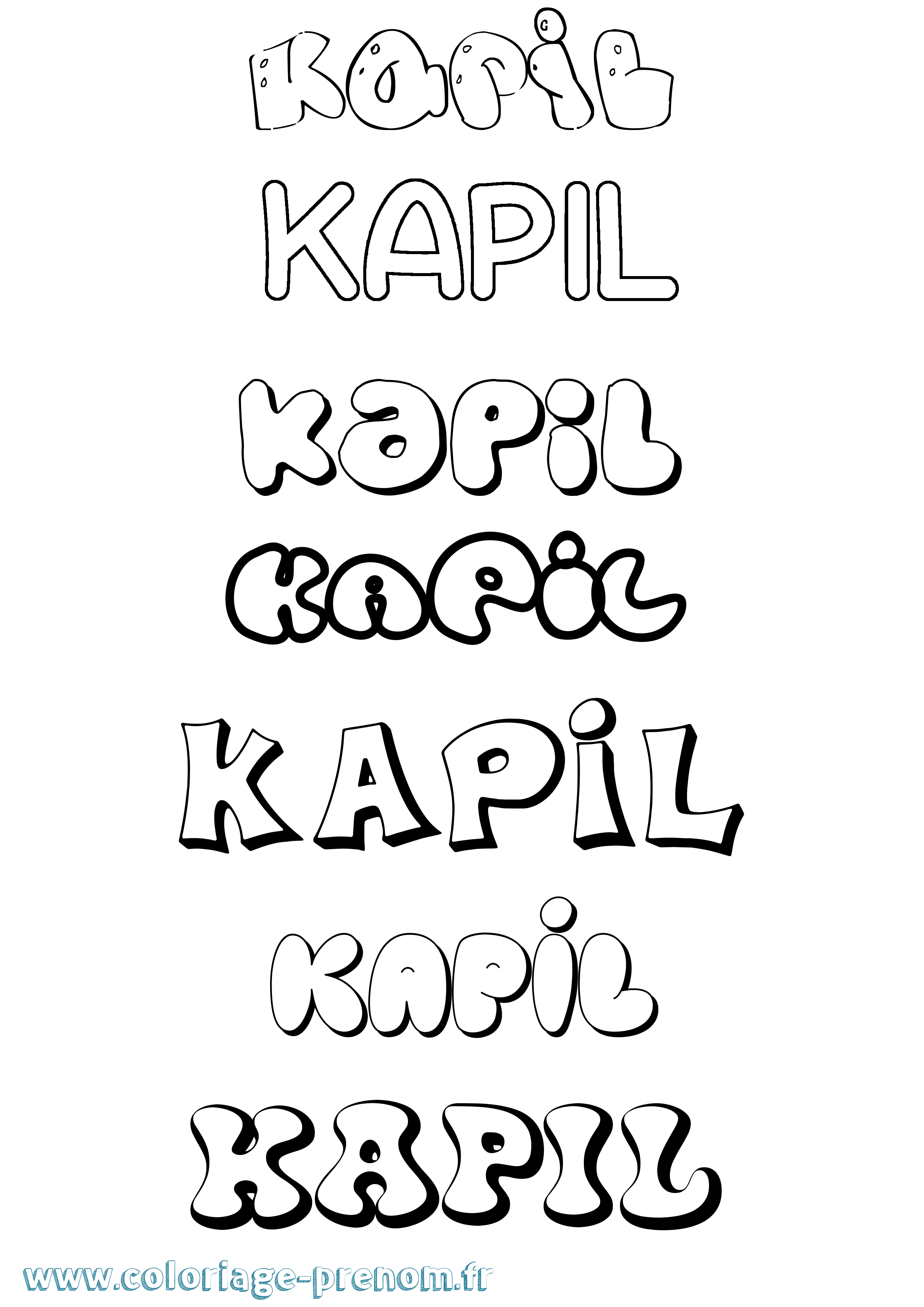 Coloriage Kapil Bubble Coloriage prénom Kapil Bubble